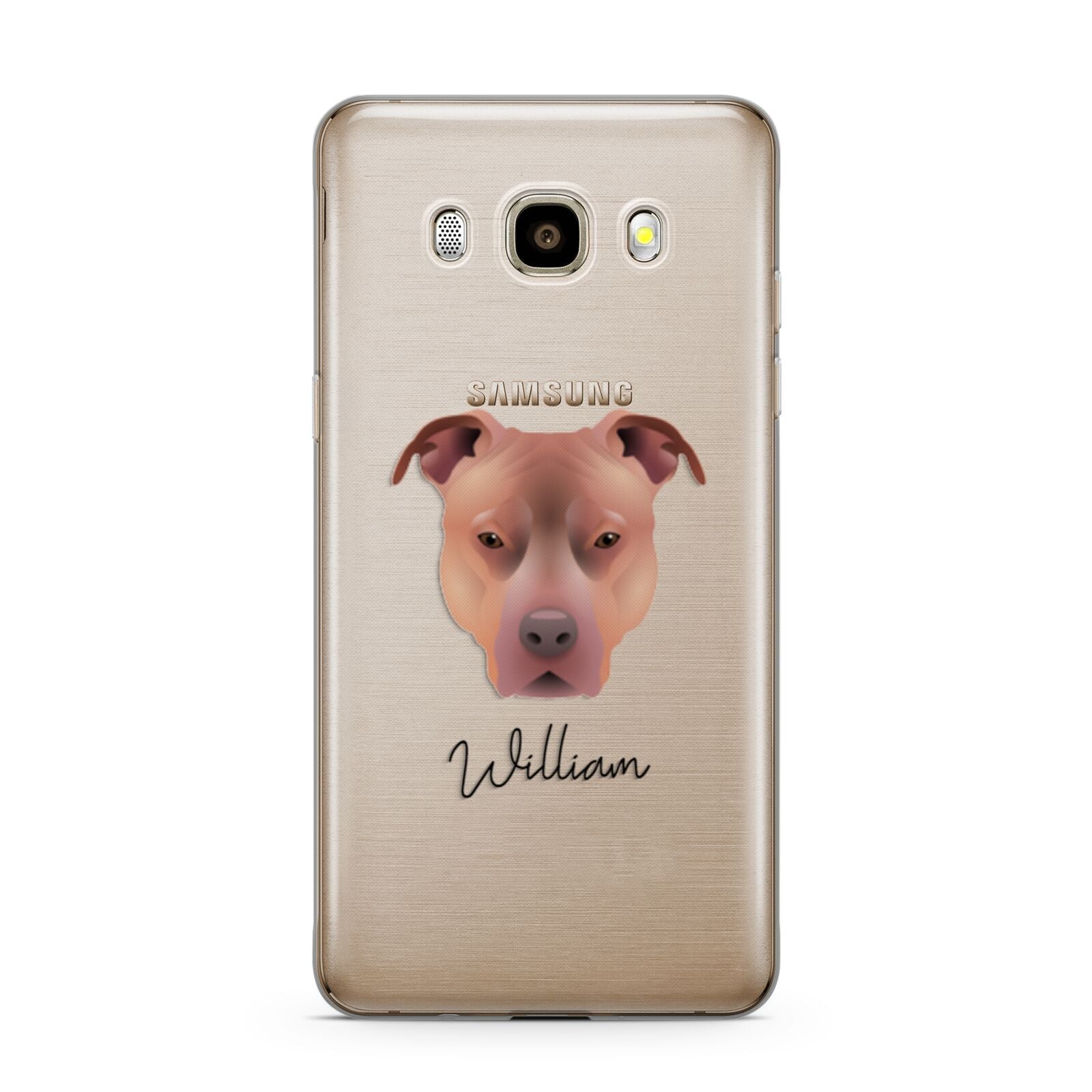 American Pit Bull Terrier Personalised Samsung Galaxy J7 2016 Case on gold phone