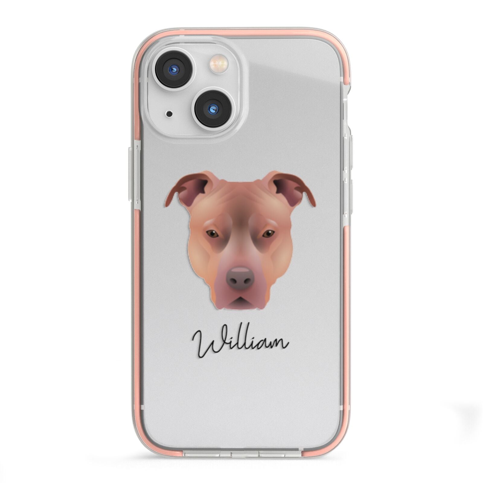 American Pit Bull Terrier Personalised iPhone 13 Mini TPU Impact Case with Pink Edges