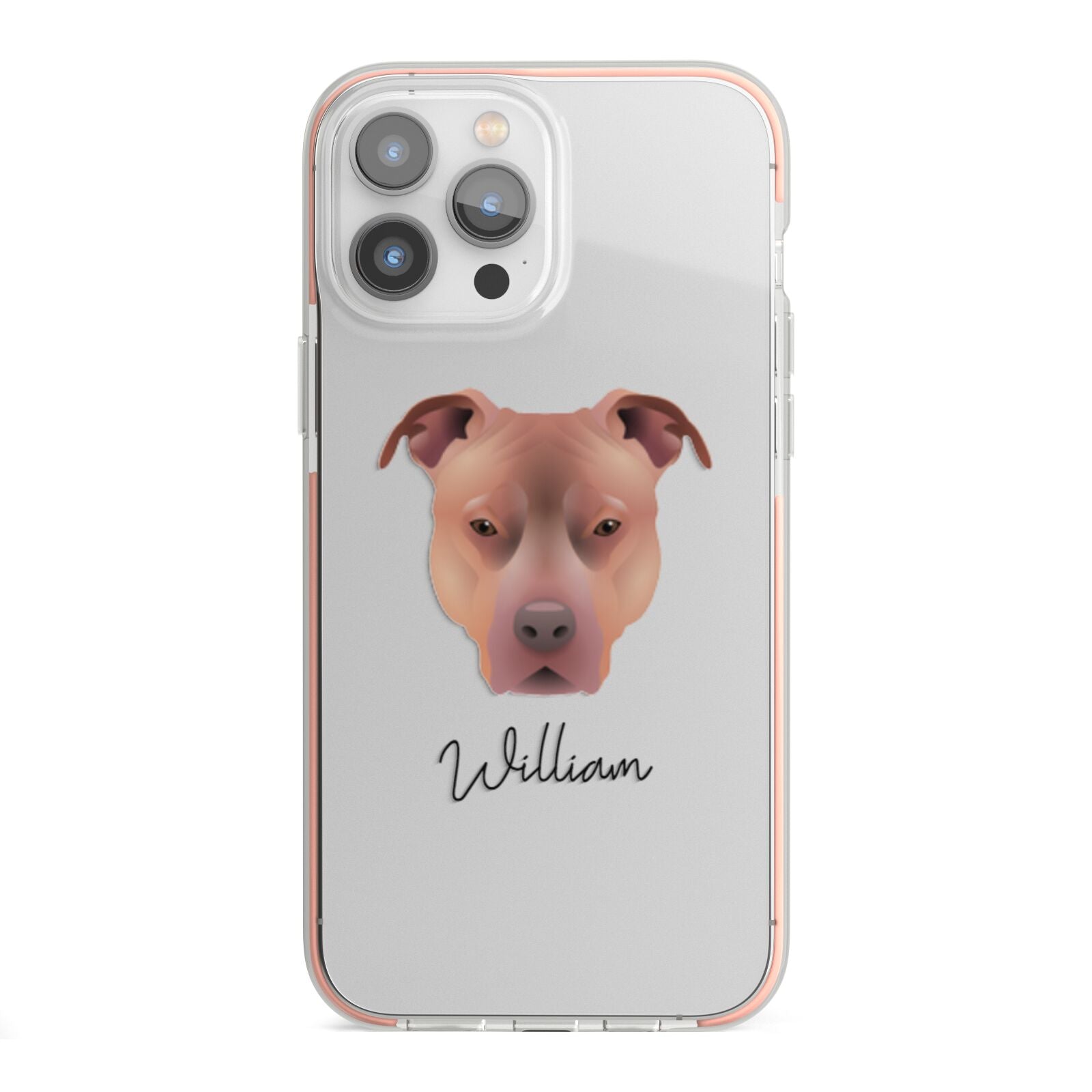 American Pit Bull Terrier Personalised iPhone 13 Pro Max TPU Impact Case with Pink Edges