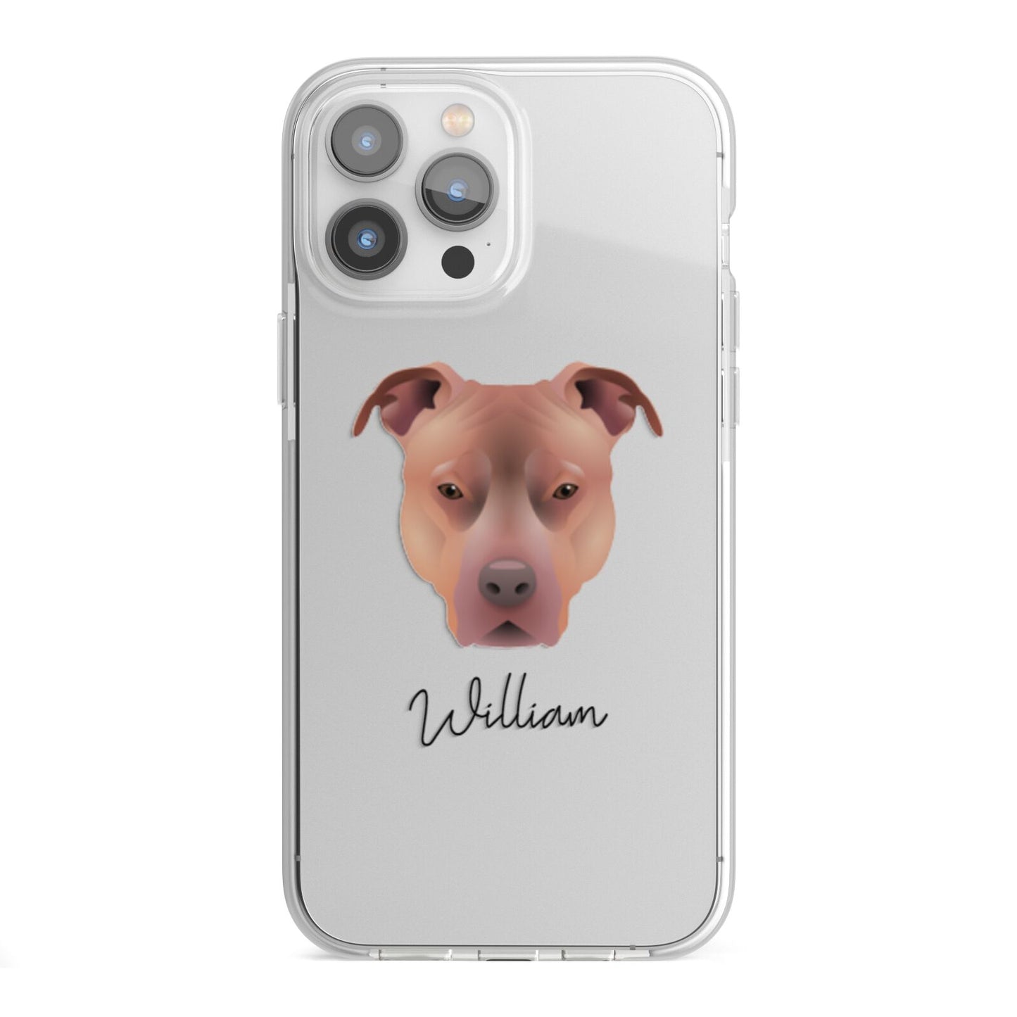 American Pit Bull Terrier Personalised iPhone 13 Pro Max TPU Impact Case with White Edges