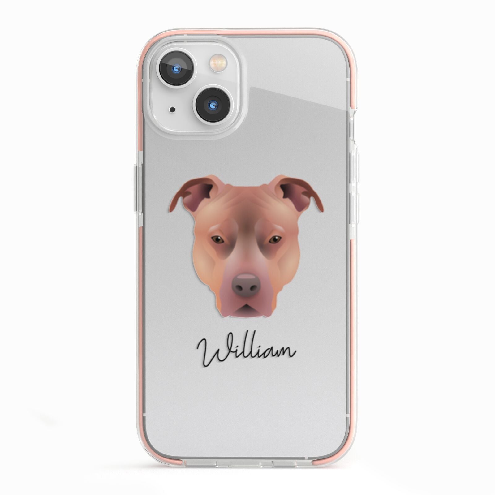 American Pit Bull Terrier Personalised iPhone 13 TPU Impact Case with Pink Edges