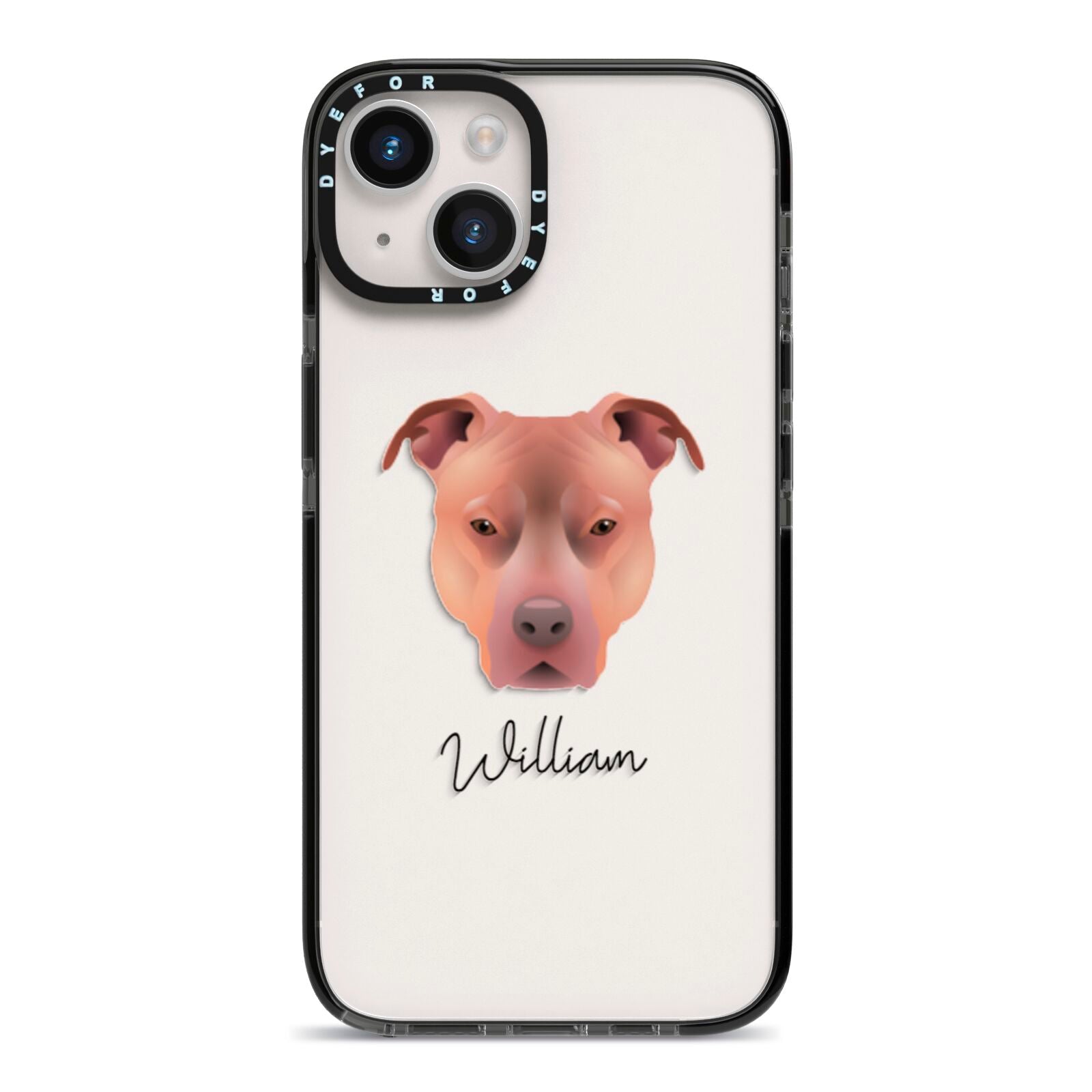 American Pit Bull Terrier Personalised iPhone 14 Black Impact Case on Silver phone
