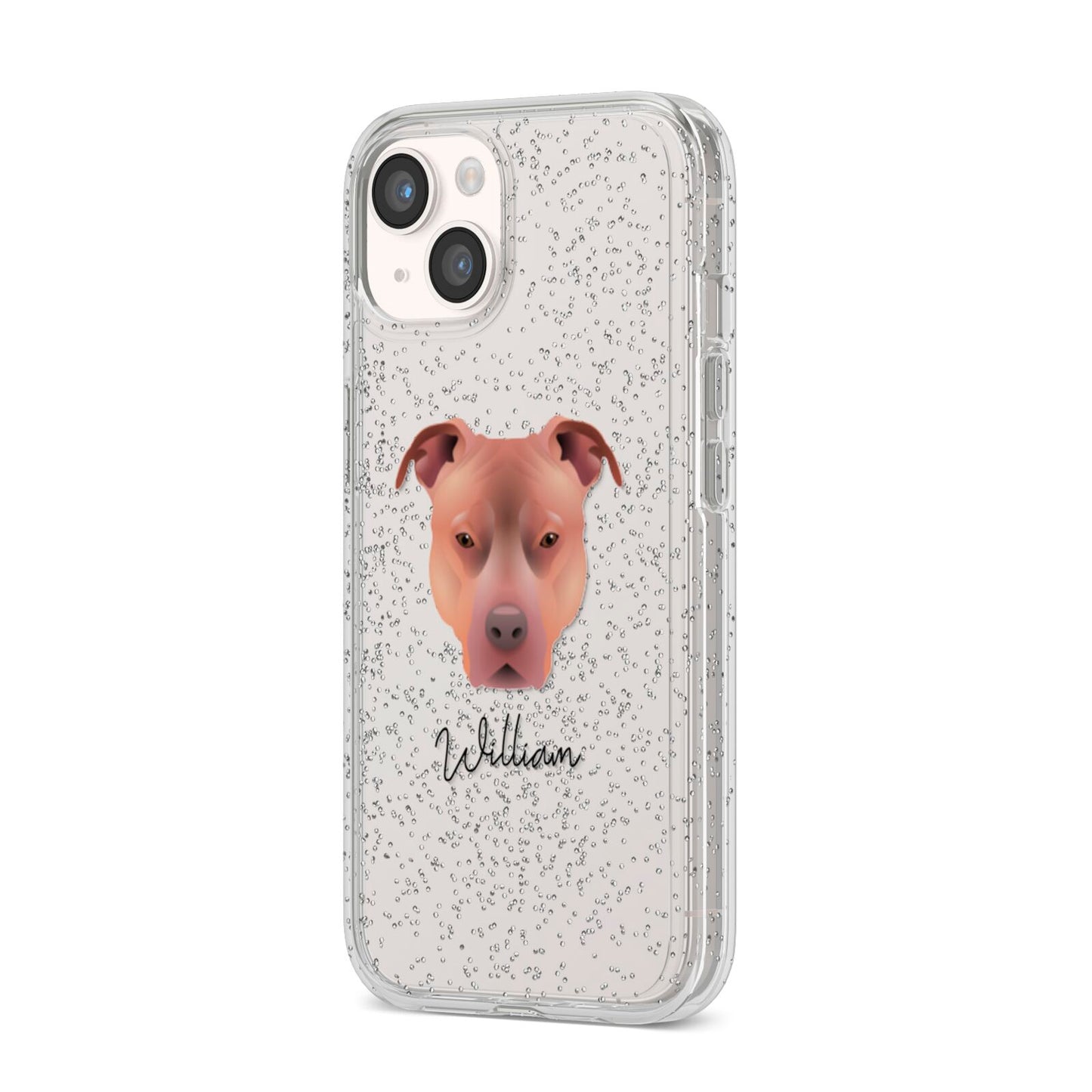 American Pit Bull Terrier Personalised iPhone 14 Glitter Tough Case Starlight Angled Image