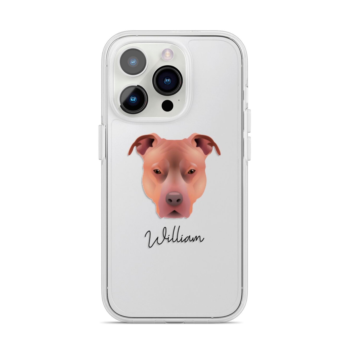 American Pit Bull Terrier Personalised iPhone 14 Pro Clear Tough Case Silver