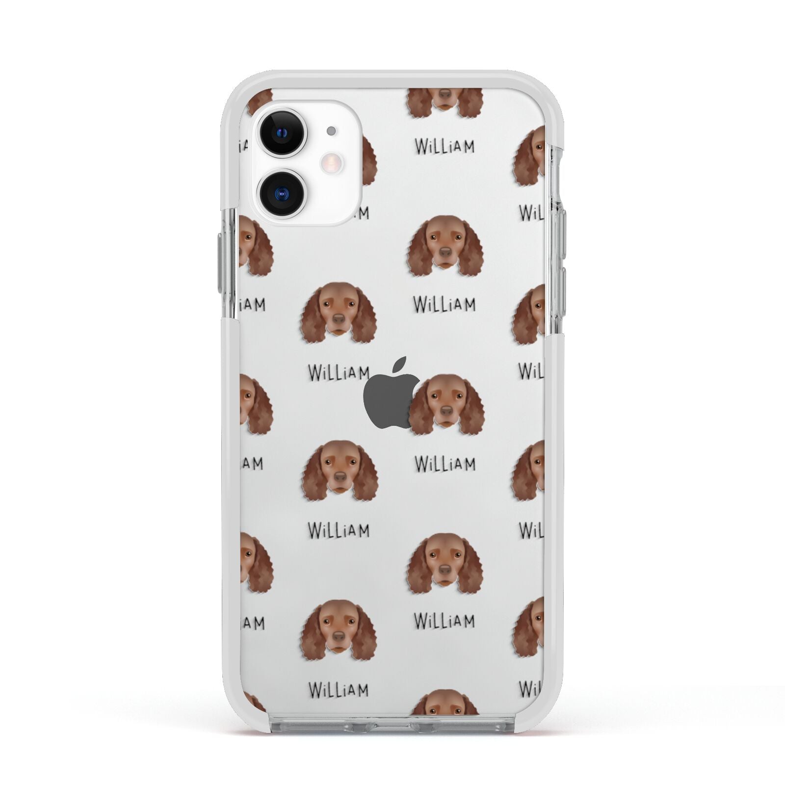 American Water Spaniel Icon with Name Apple iPhone 11 in White with White Impact Case