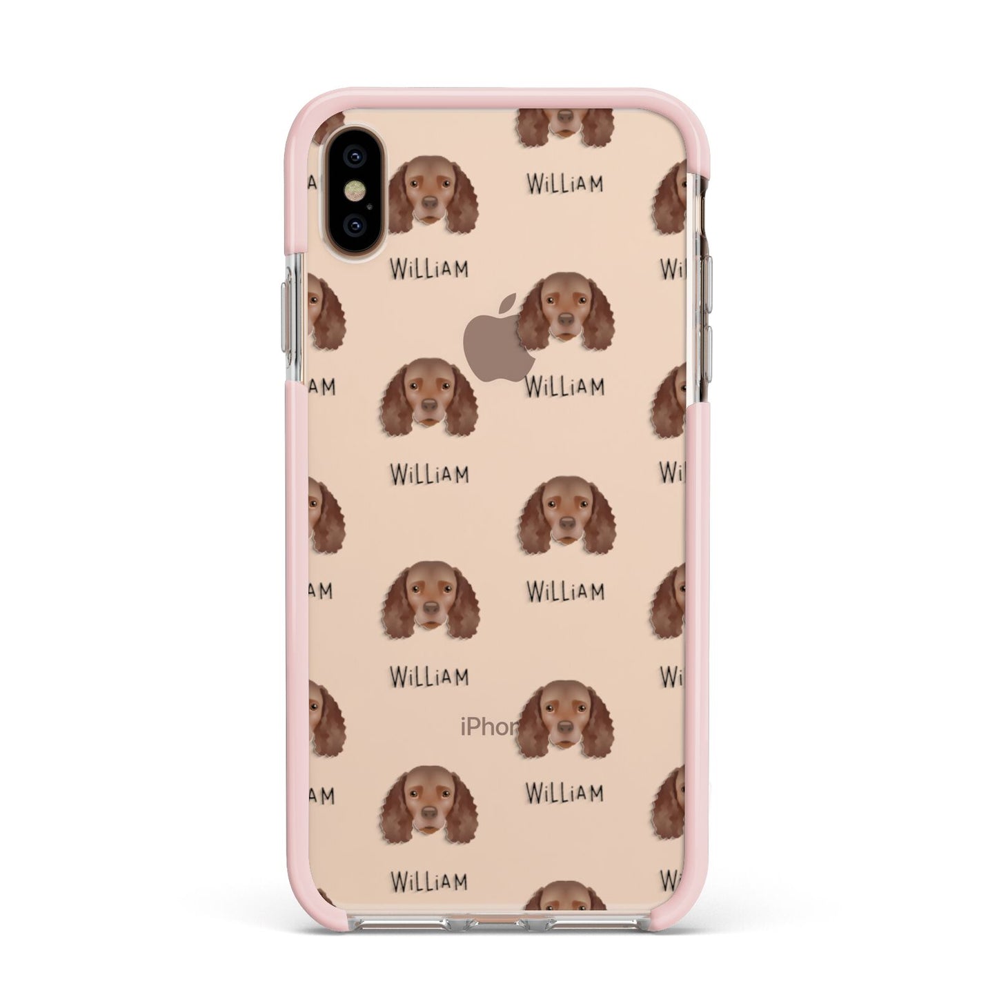 American Water Spaniel Icon with Name Apple iPhone Xs Max Impact Case Pink Edge on Gold Phone