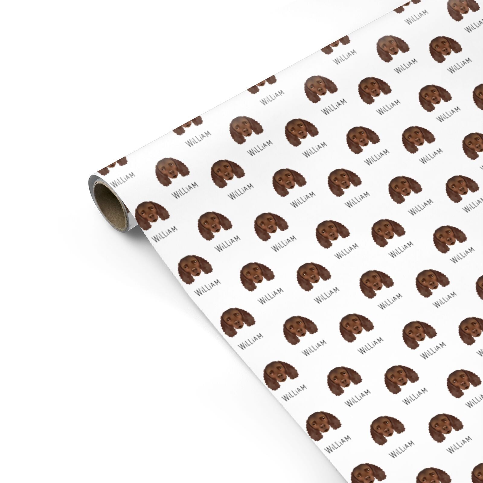 American Water Spaniel Icon with Name Personalised Gift Wrap