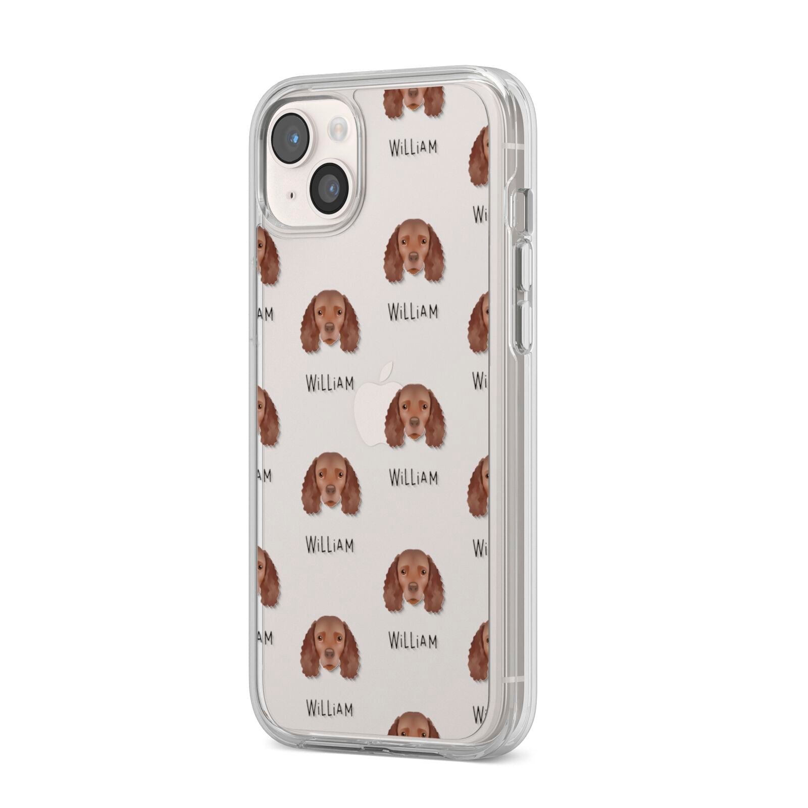 American Water Spaniel Icon with Name iPhone 14 Plus Clear Tough Case Starlight Angled Image