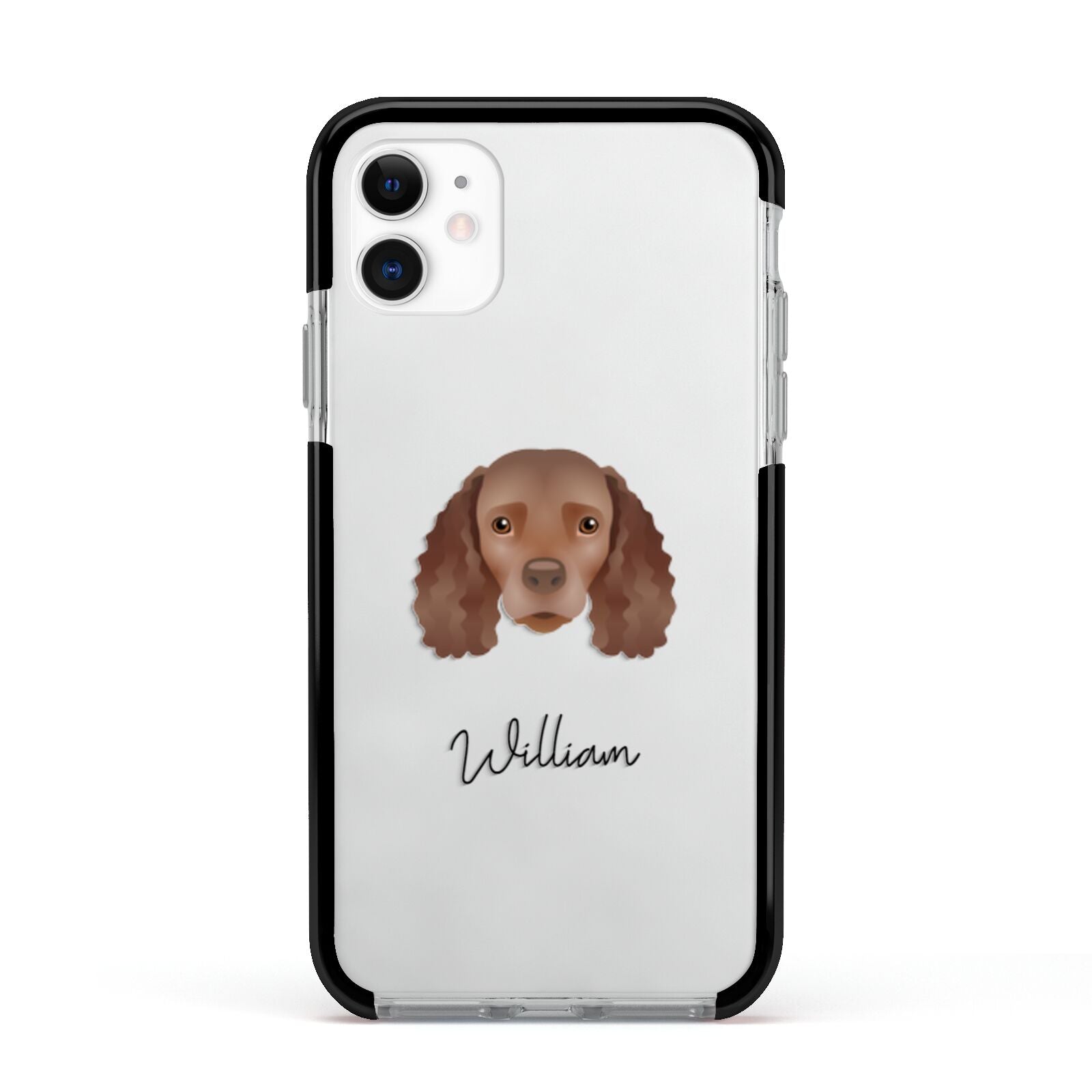 American Water Spaniel Personalised Apple iPhone 11 in White with Black Impact Case