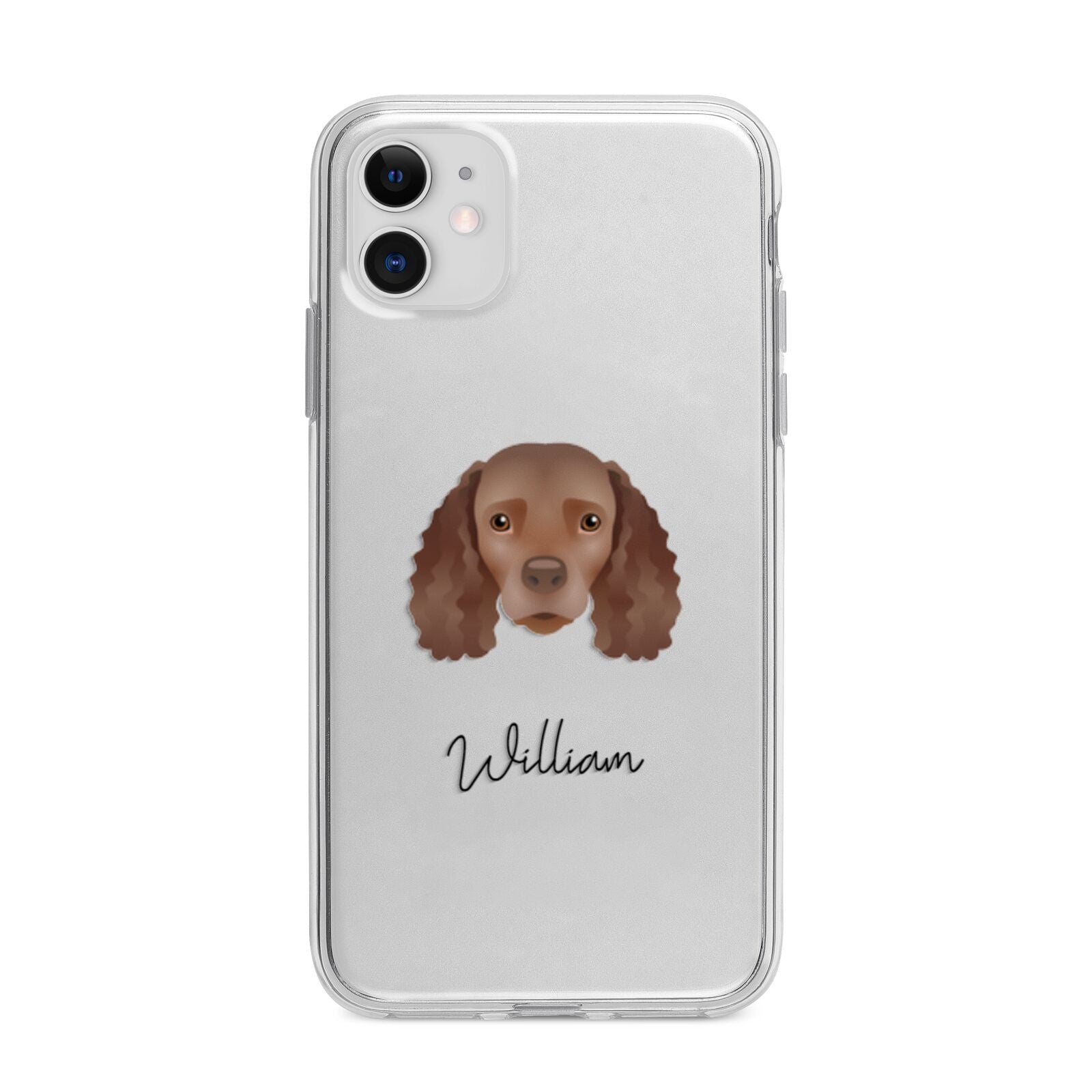 American Water Spaniel Personalised Apple iPhone 11 in White with Bumper Case