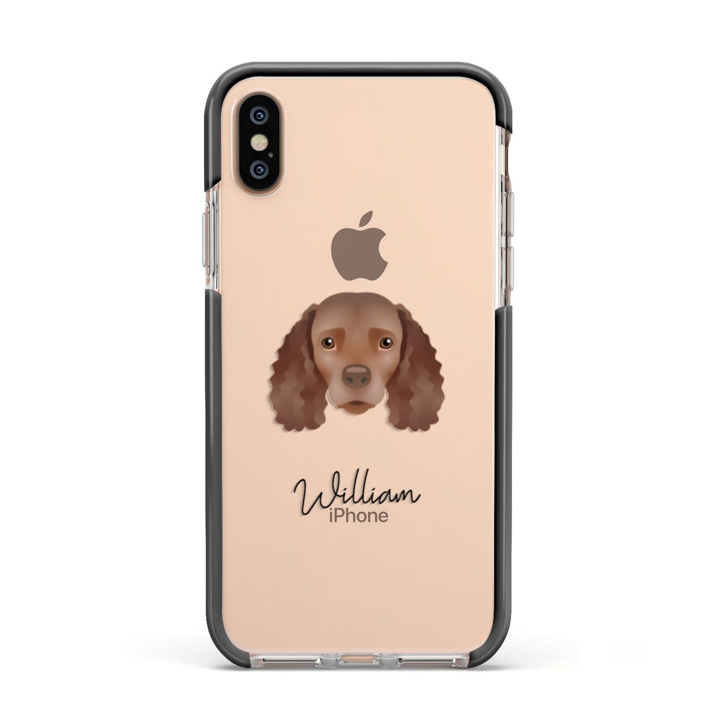 American Water Spaniel Personalised Apple iPhone Xs Impact Case Black Edge on Gold Phone