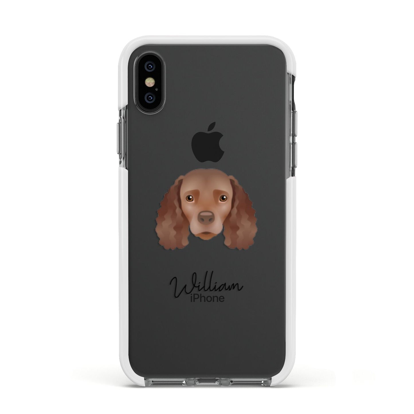 American Water Spaniel Personalised Apple iPhone Xs Impact Case White Edge on Black Phone