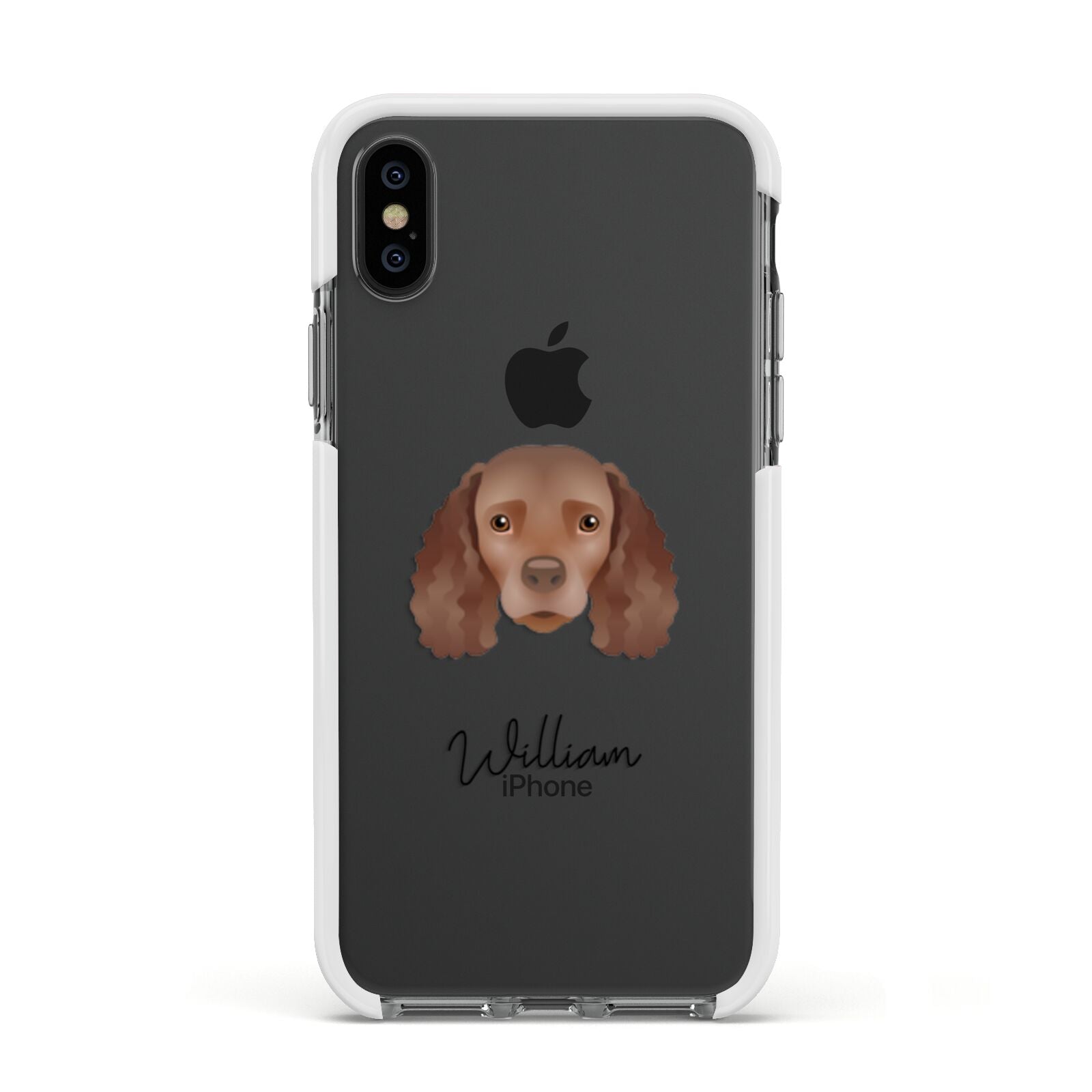 American Water Spaniel Personalised Apple iPhone Xs Impact Case White Edge on Black Phone