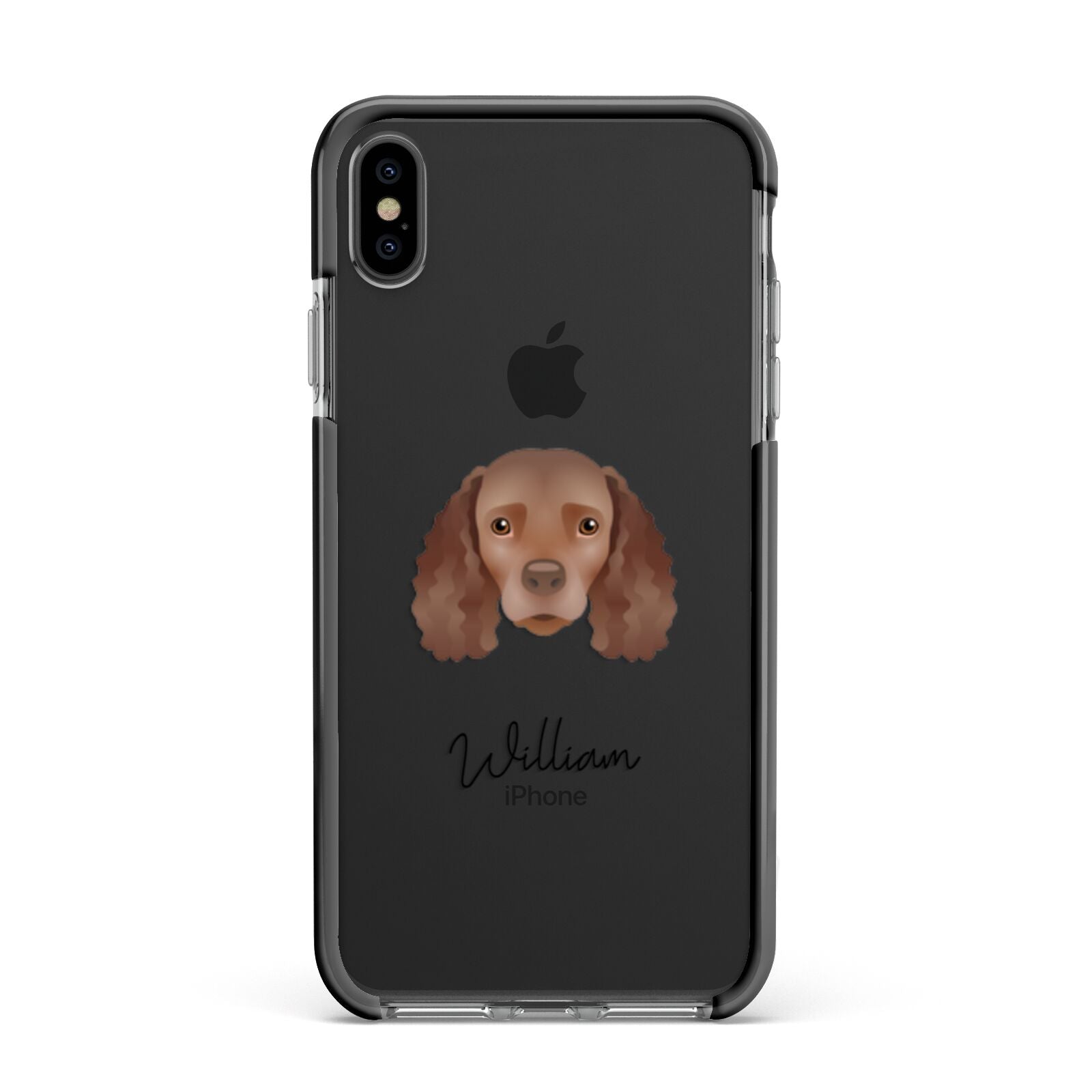 American Water Spaniel Personalised Apple iPhone Xs Max Impact Case Black Edge on Black Phone