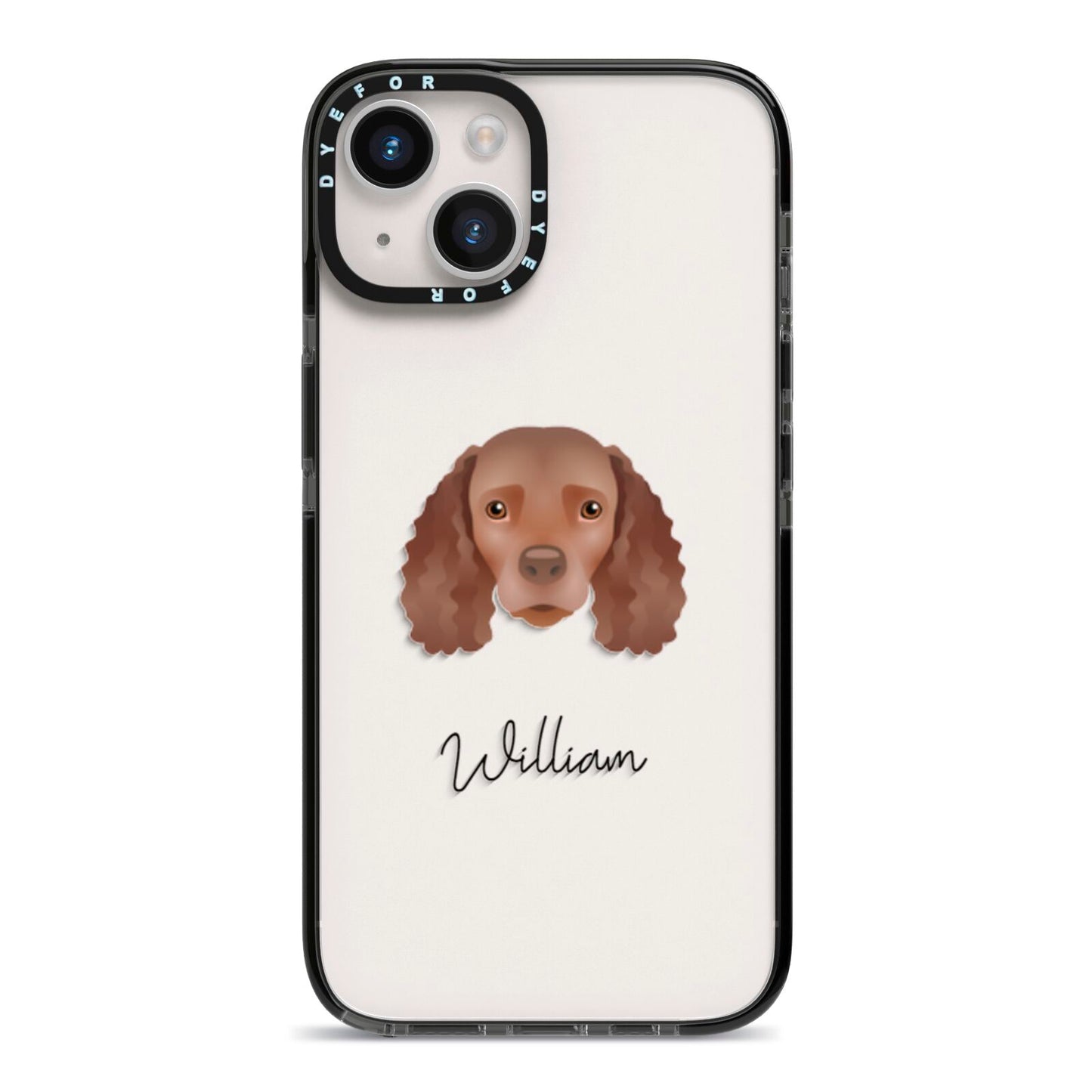 American Water Spaniel Personalised iPhone 14 Black Impact Case on Silver phone