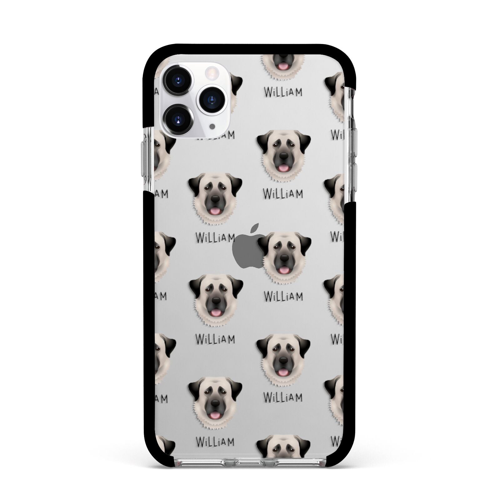 Anatolian Shepherd Dog Icon with Name Apple iPhone 11 Pro Max in Silver with Black Impact Case