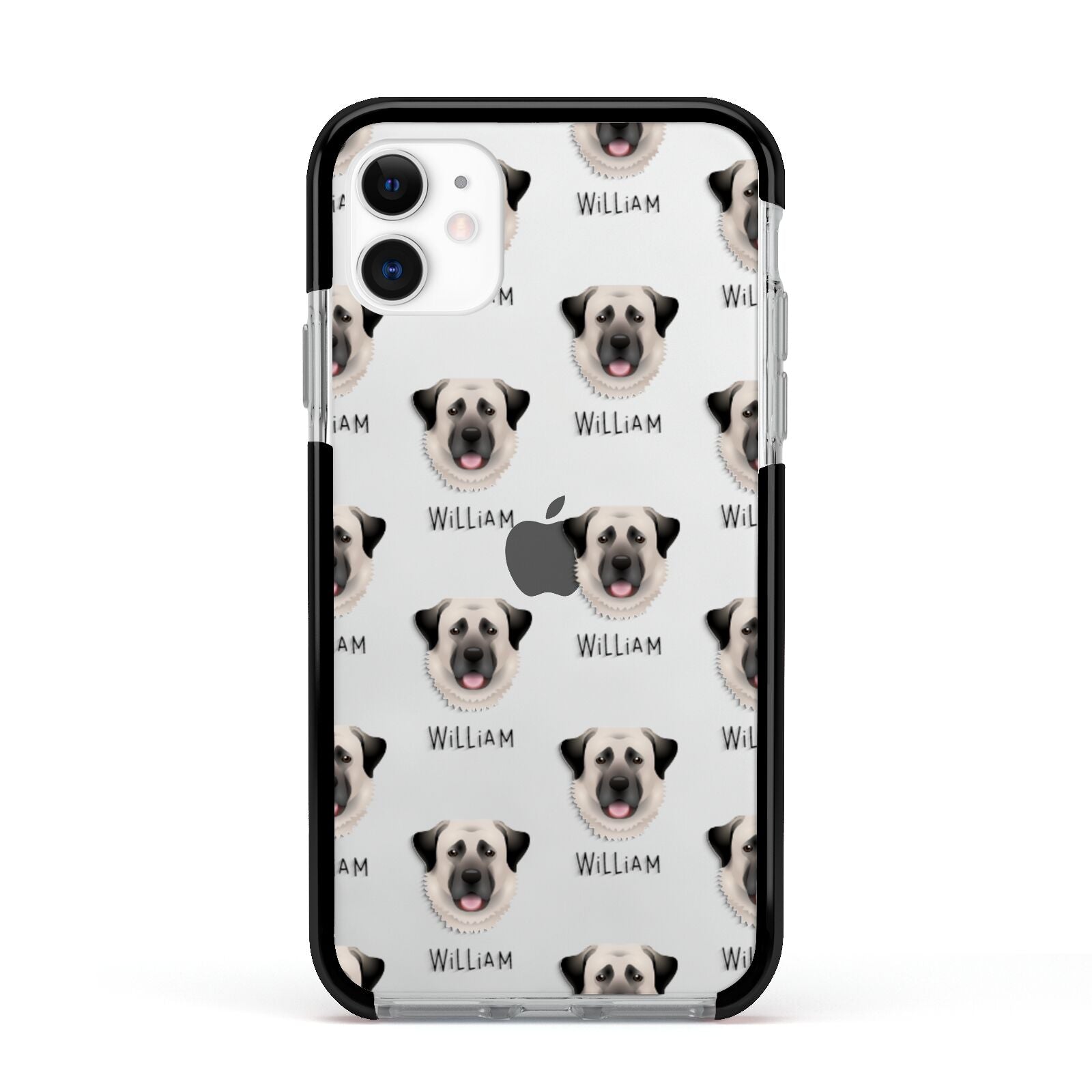 Anatolian Shepherd Dog Icon with Name Apple iPhone 11 in White with Black Impact Case