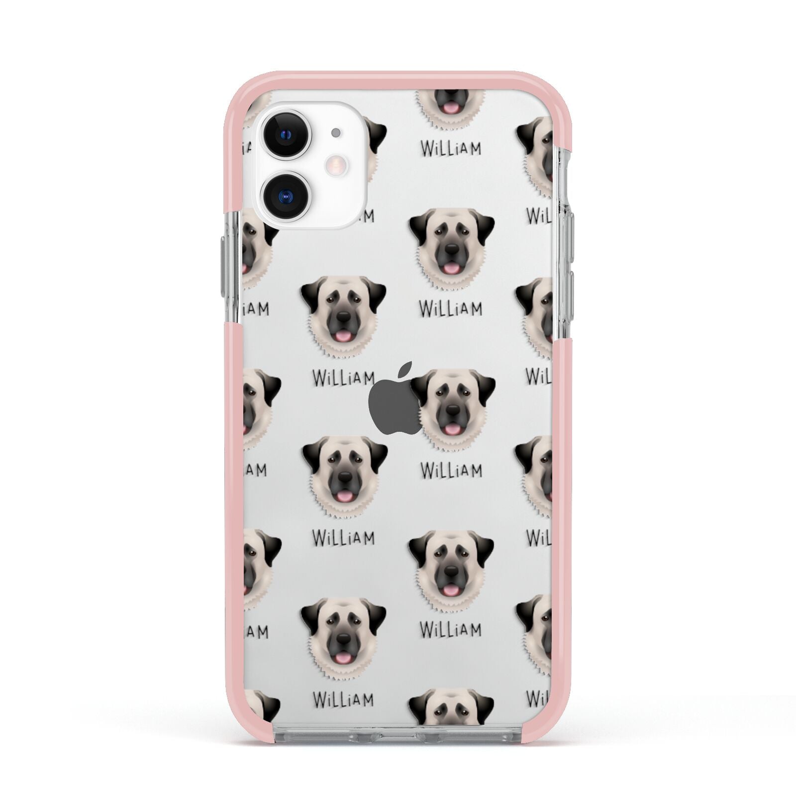 Anatolian Shepherd Dog Icon with Name Apple iPhone 11 in White with Pink Impact Case