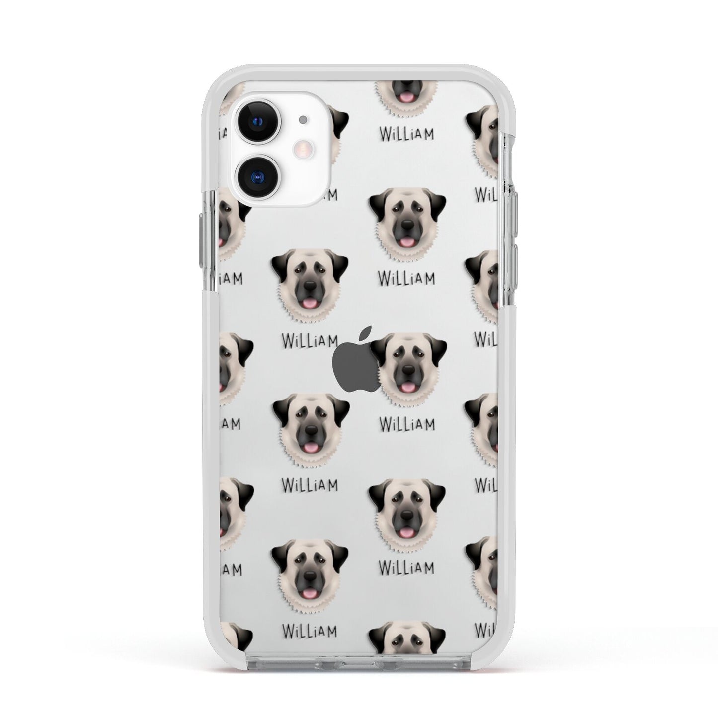 Anatolian Shepherd Dog Icon with Name Apple iPhone 11 in White with White Impact Case