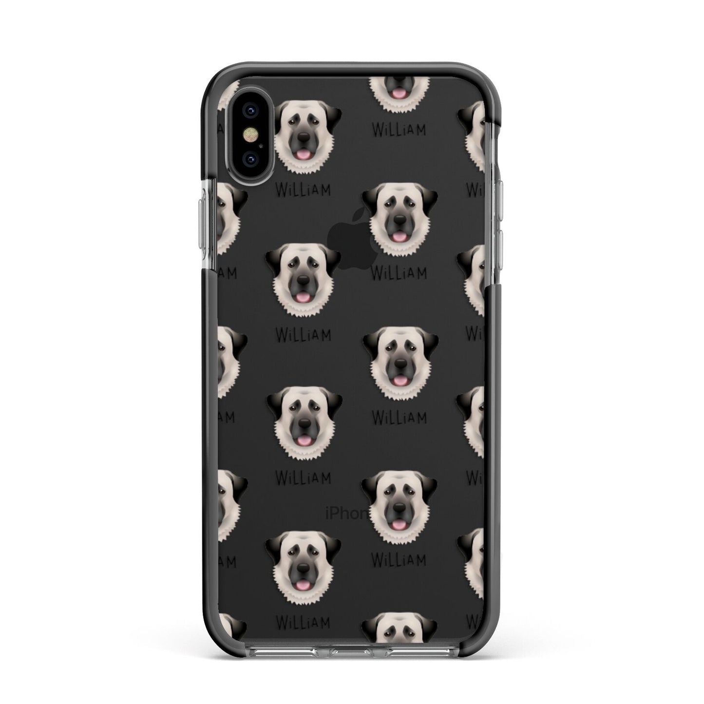 Anatolian Shepherd Dog Icon with Name Apple iPhone Xs Max Impact Case Black Edge on Black Phone