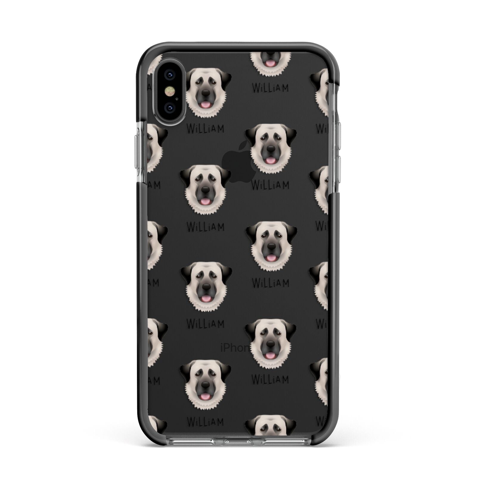 Anatolian Shepherd Dog Icon with Name Apple iPhone Xs Max Impact Case Black Edge on Black Phone