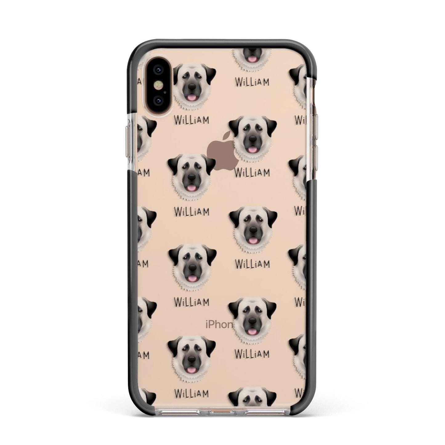 Anatolian Shepherd Dog Icon with Name Apple iPhone Xs Max Impact Case Black Edge on Gold Phone