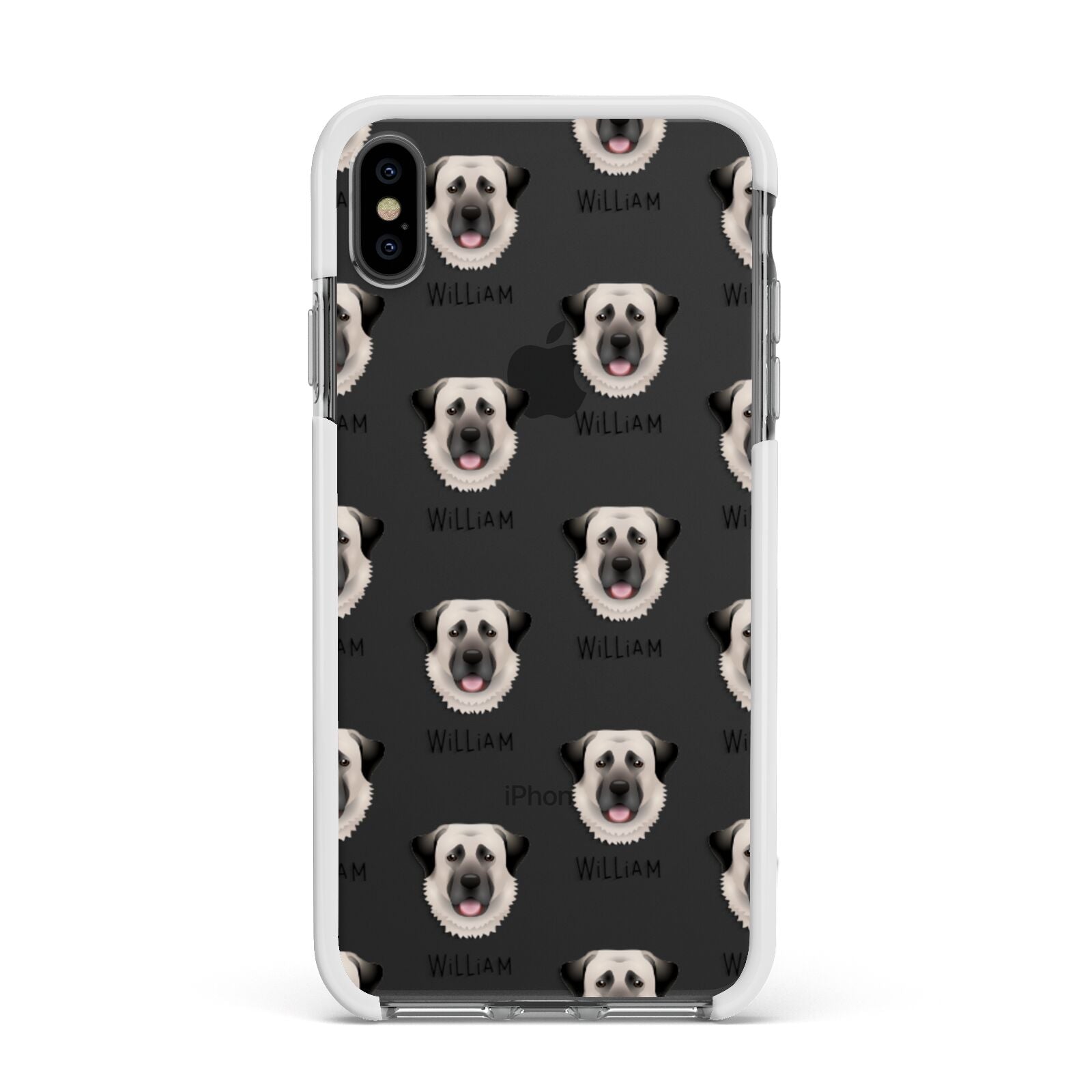 Anatolian Shepherd Dog Icon with Name Apple iPhone Xs Max Impact Case White Edge on Black Phone