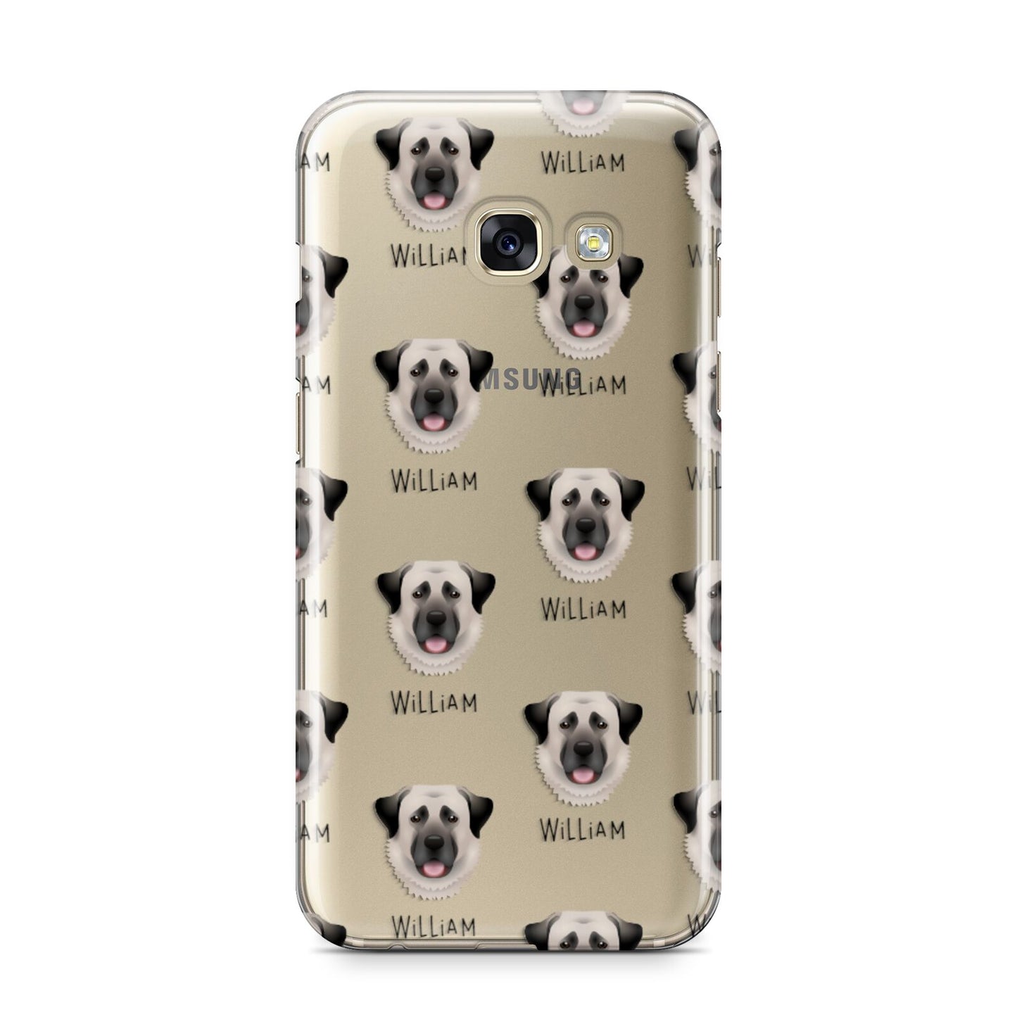 Anatolian Shepherd Dog Icon with Name Samsung Galaxy A3 2017 Case on gold phone