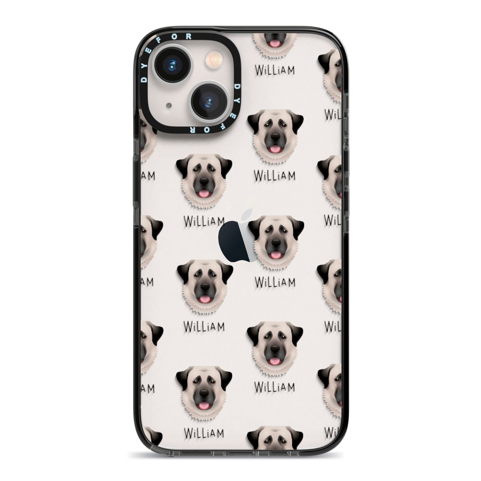 Anatolian Shepherd Dog Icon with Name iPhone 13 Black Impact Case on Silver phone