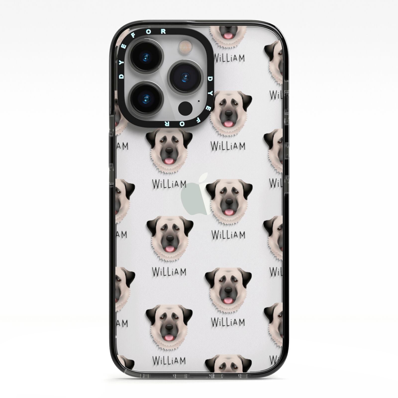 Anatolian Shepherd Dog Icon with Name iPhone 13 Pro Black Impact Case on Silver phone