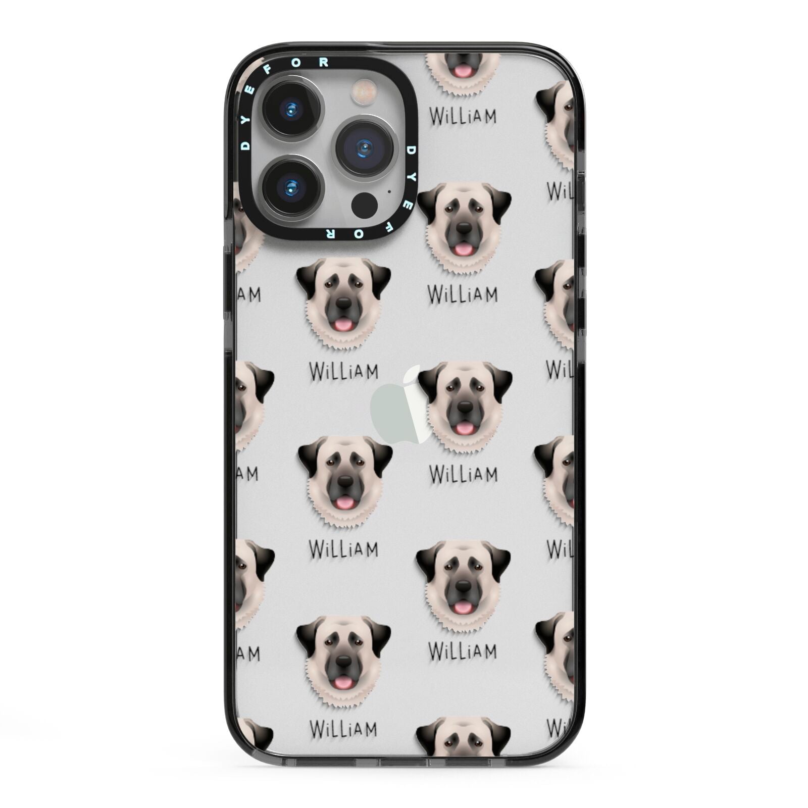 Anatolian Shepherd Dog Icon with Name iPhone 13 Pro Max Black Impact Case on Silver phone