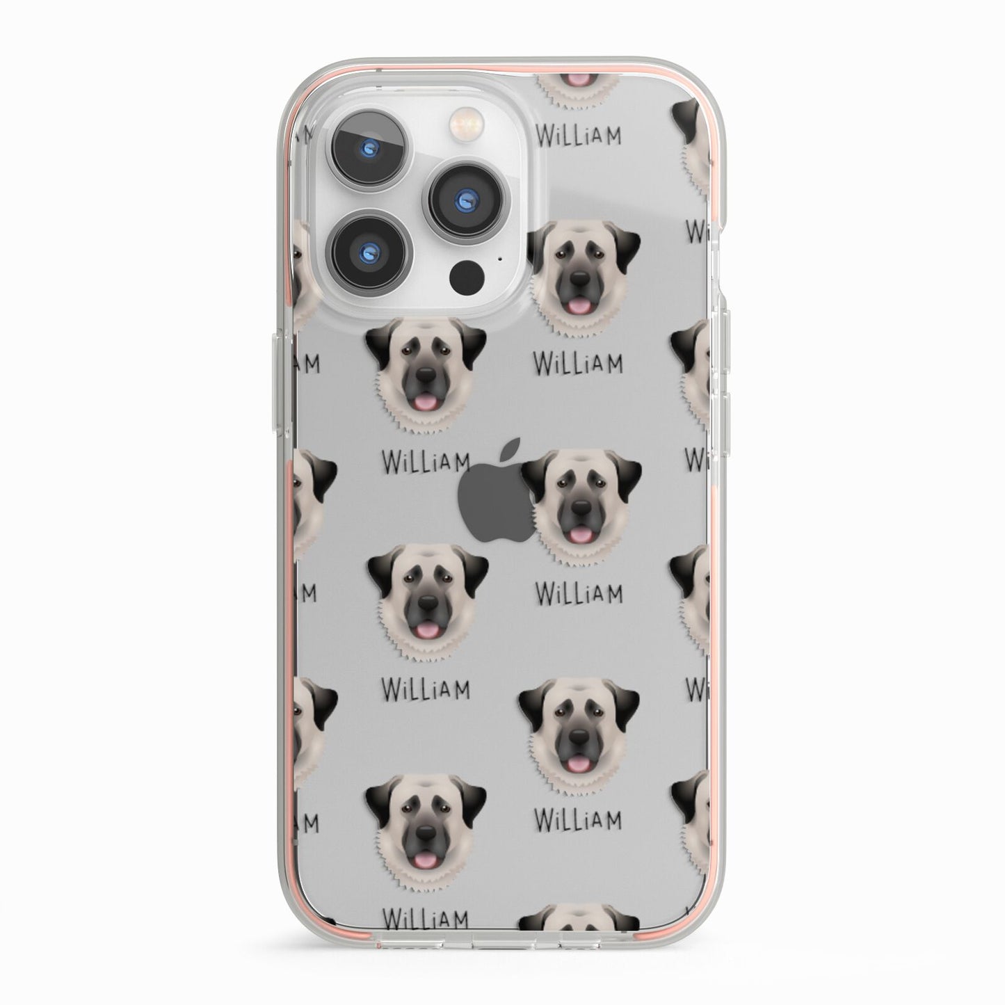 Anatolian Shepherd Dog Icon with Name iPhone 13 Pro TPU Impact Case with Pink Edges