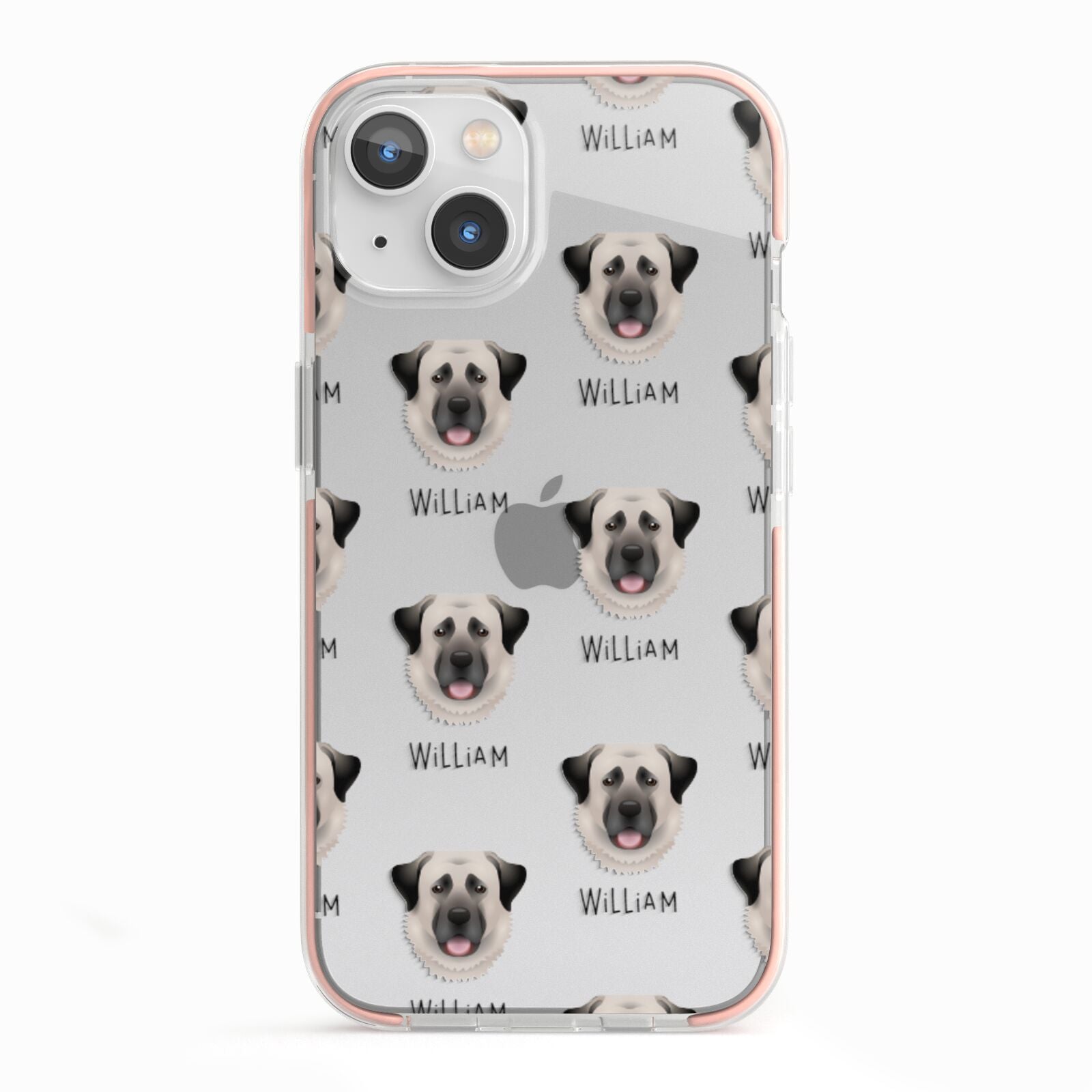 Anatolian Shepherd Dog Icon with Name iPhone 13 TPU Impact Case with Pink Edges