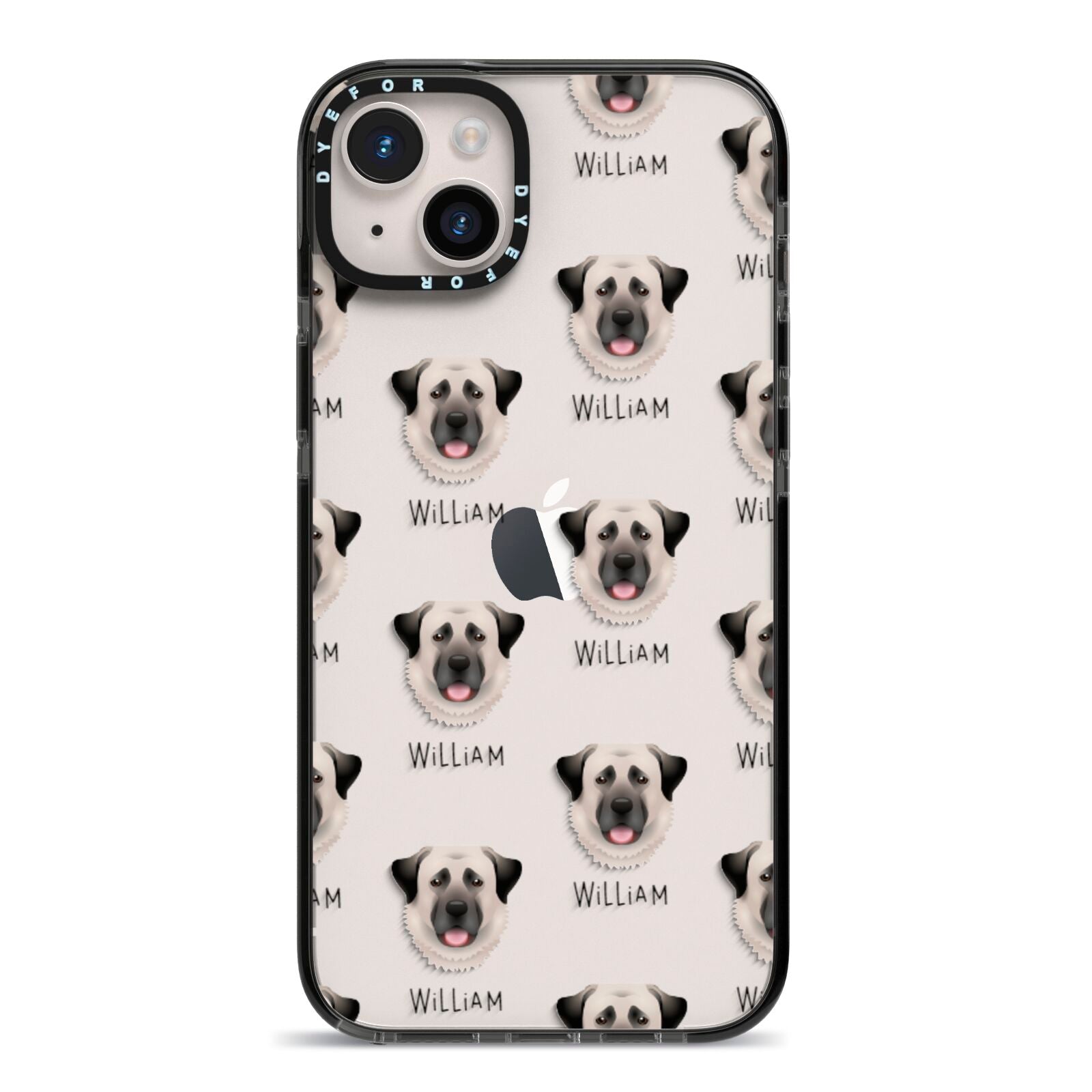 Anatolian Shepherd Dog Icon with Name iPhone 14 Plus Black Impact Case on Silver phone