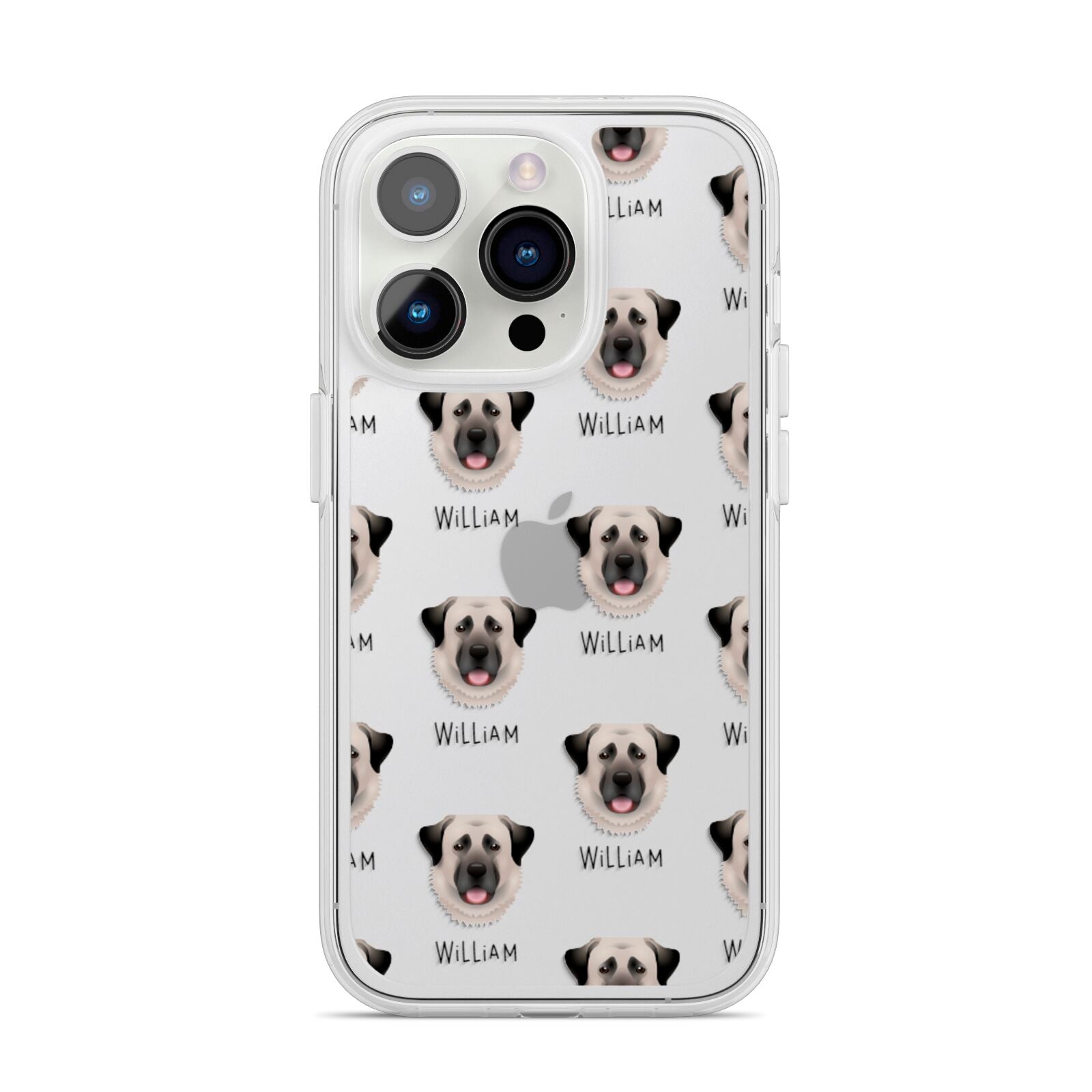 Anatolian Shepherd Dog Icon with Name iPhone 14 Pro Clear Tough Case Silver