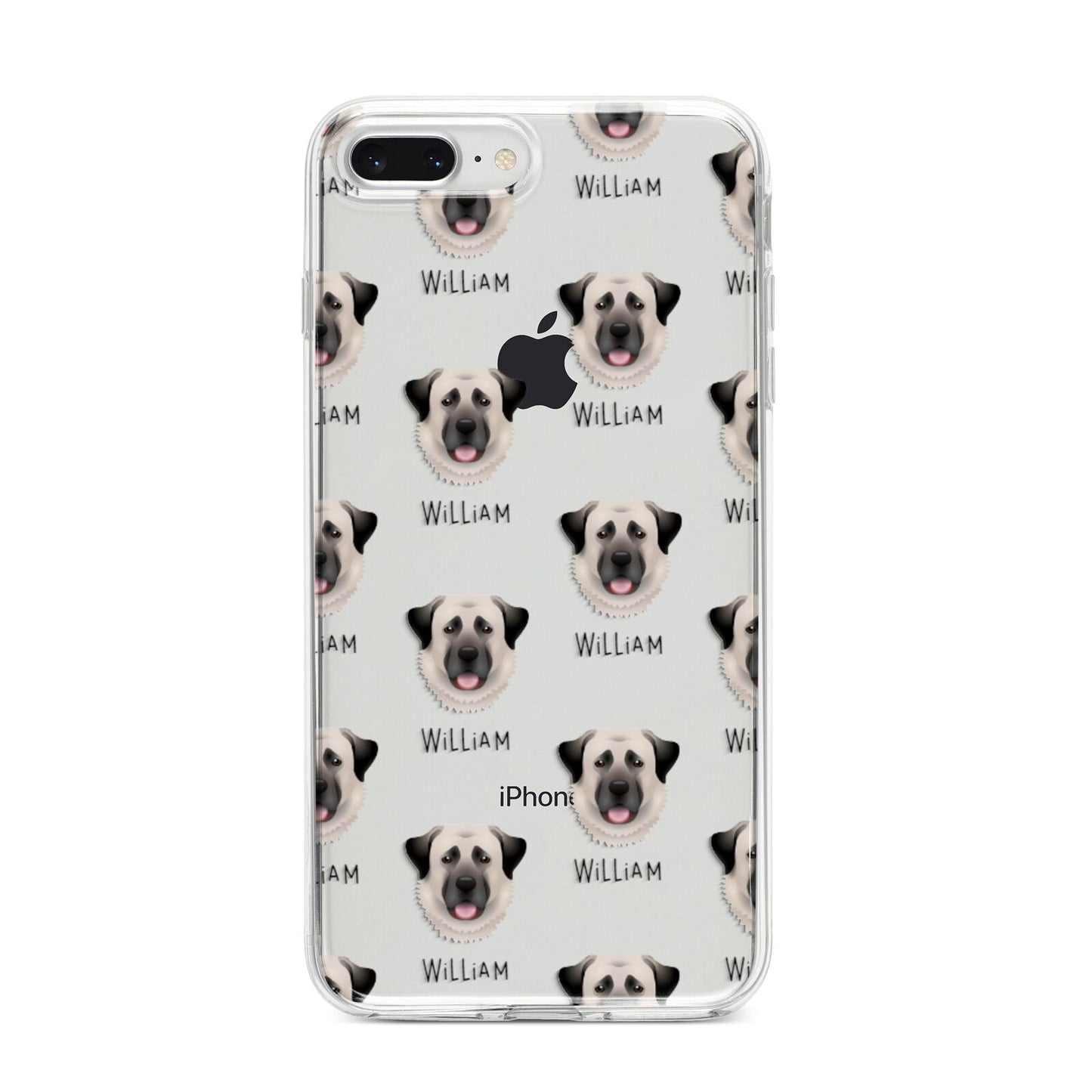 Anatolian Shepherd Dog Icon with Name iPhone 8 Plus Bumper Case on Silver iPhone