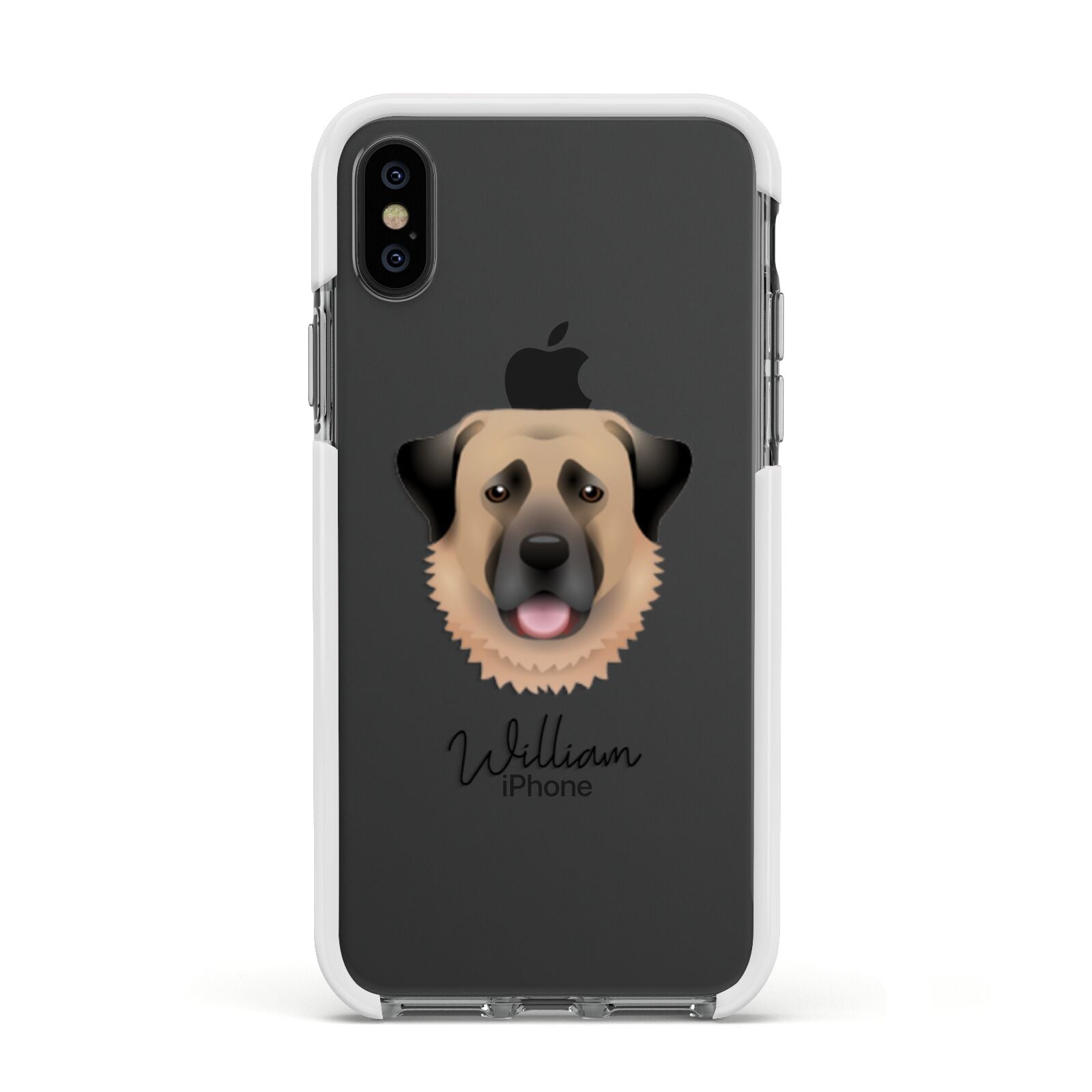 Anatolian Shepherd Dog Personalised Apple iPhone Xs Impact Case White Edge on Black Phone