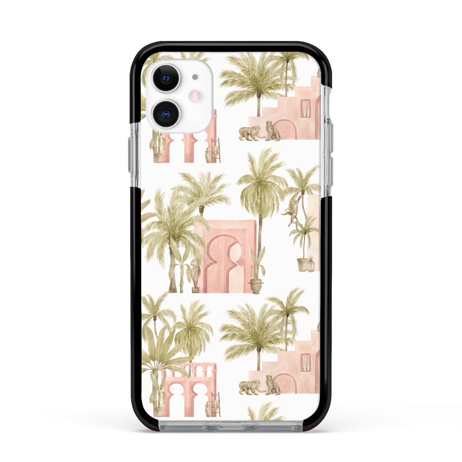 Ancient Palm Apple iPhone 11 in White with Black Impact Case