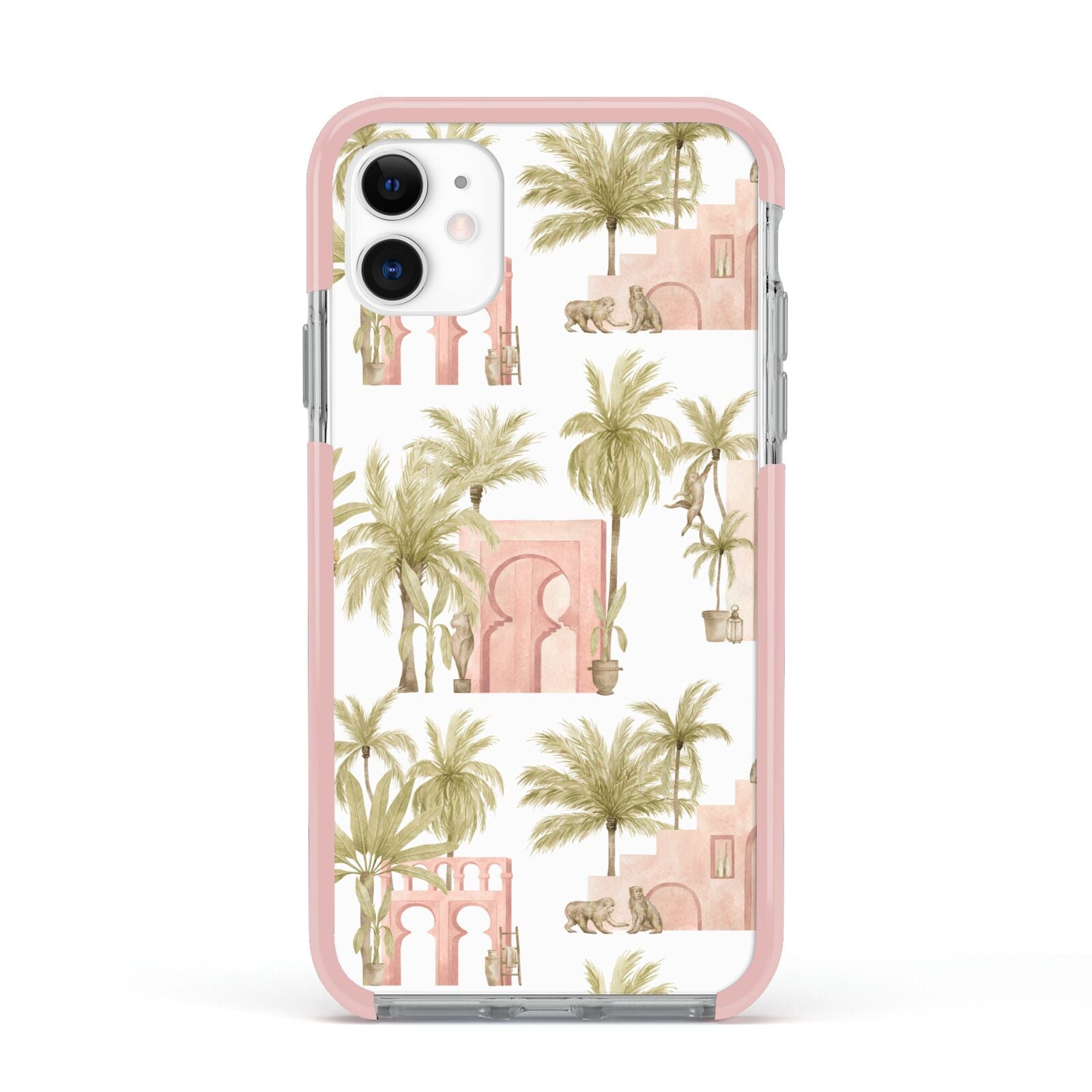 Ancient Palm Apple iPhone 11 in White with Pink Impact Case