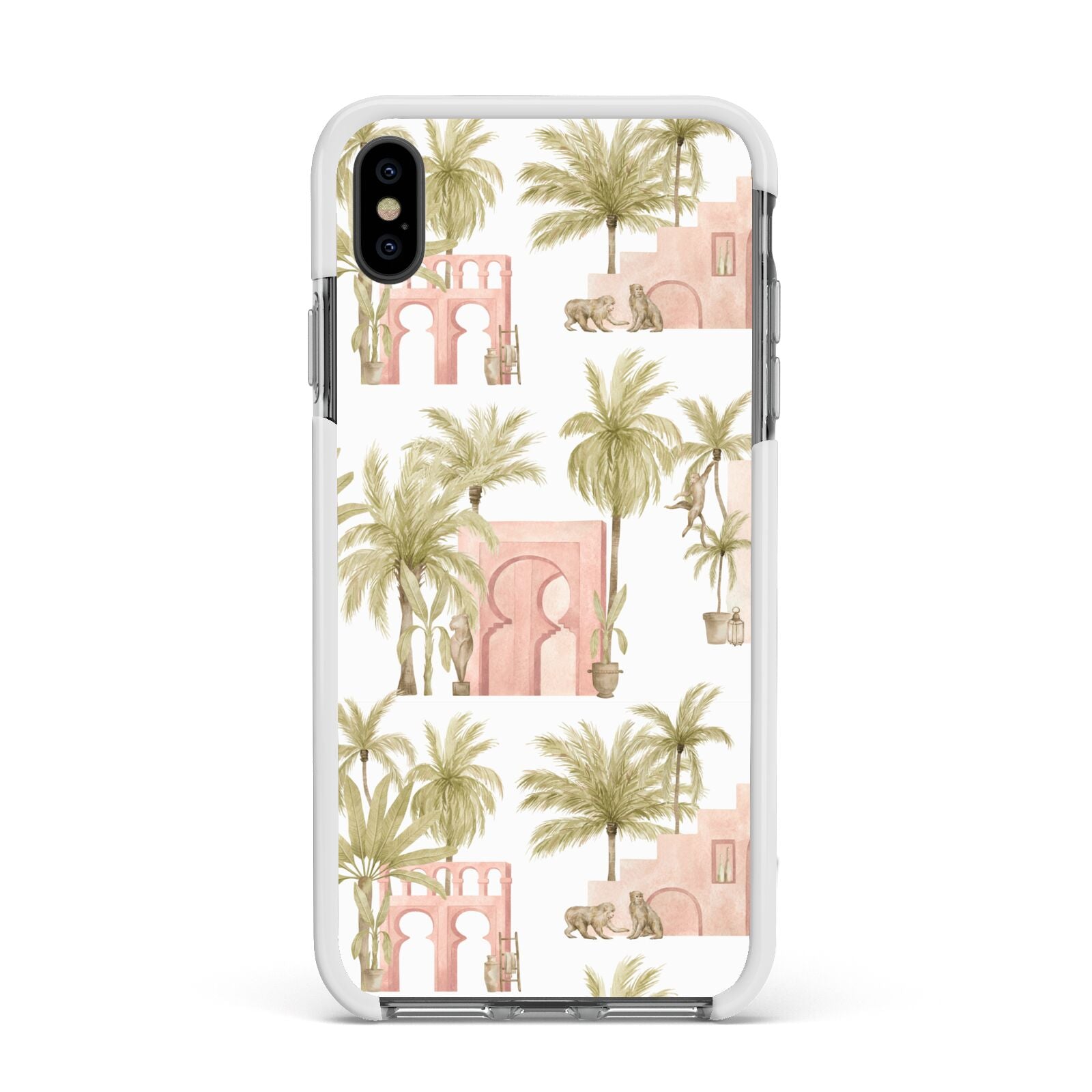 Ancient Palm Apple iPhone Xs Max Impact Case White Edge on Black Phone