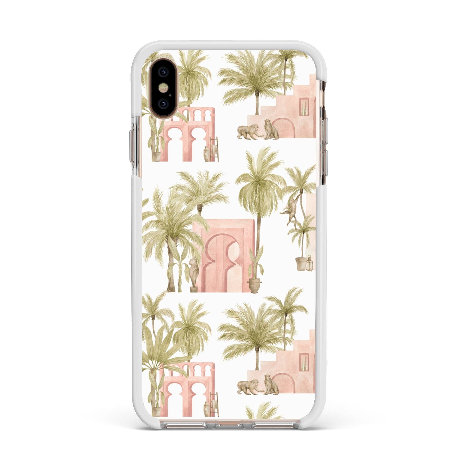 Ancient Palm Apple iPhone Xs Max Impact Case White Edge on Gold Phone