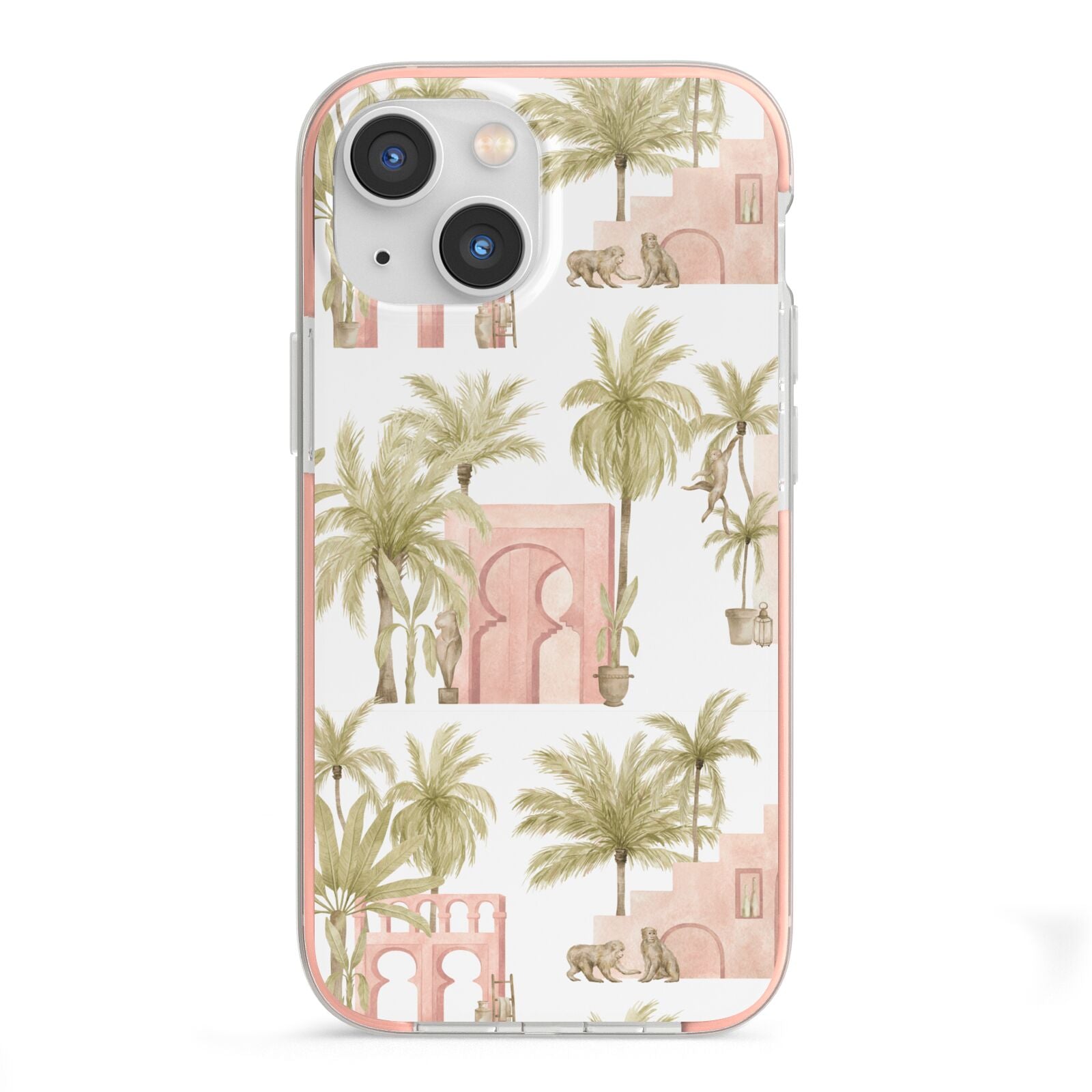 Ancient Palm iPhone 13 Mini TPU Impact Case with Pink Edges