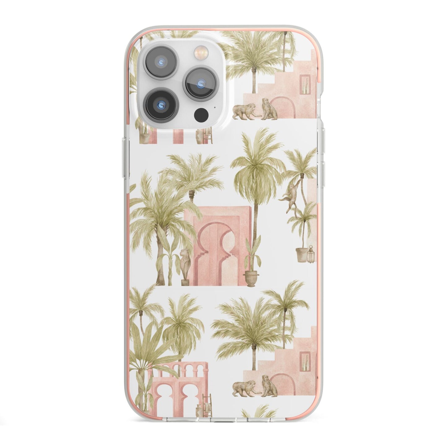 Ancient Palm iPhone 13 Pro Max TPU Impact Case with Pink Edges