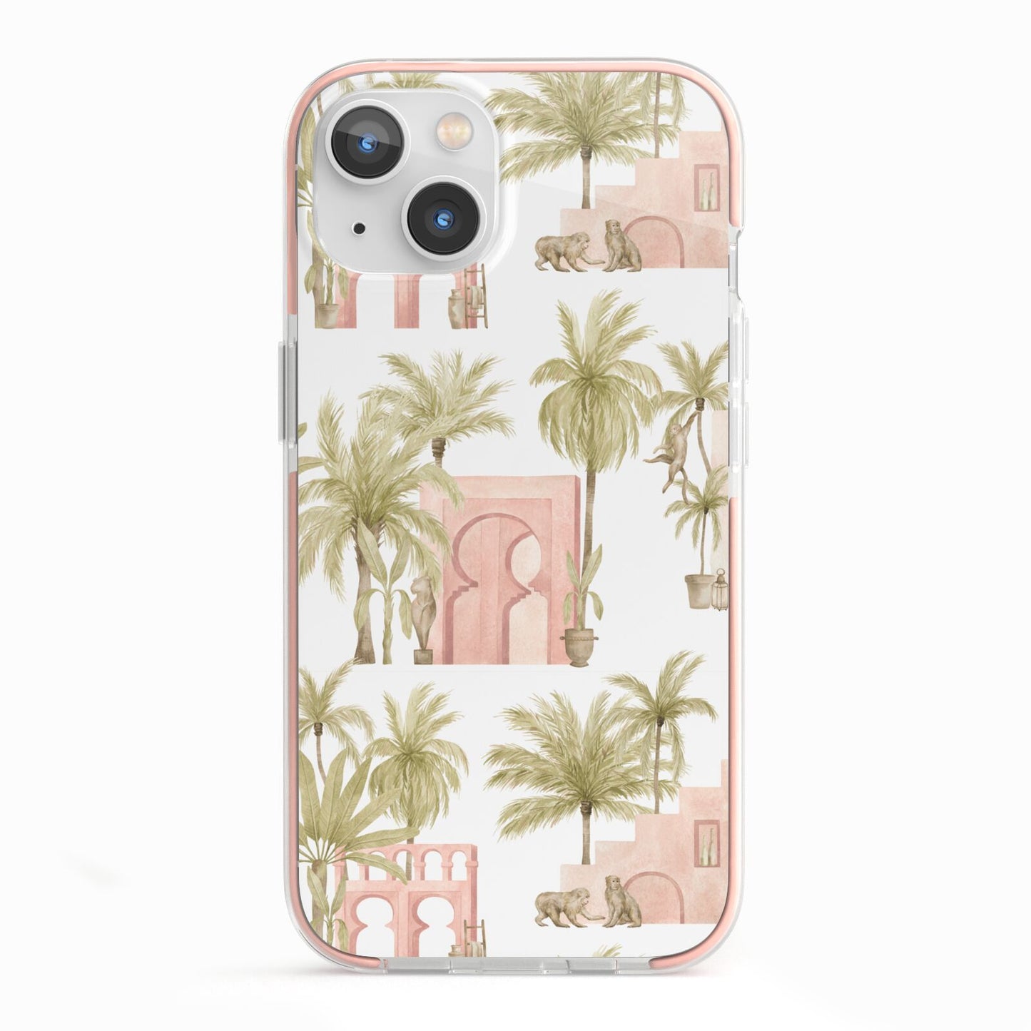 Ancient Palm iPhone 13 TPU Impact Case with Pink Edges