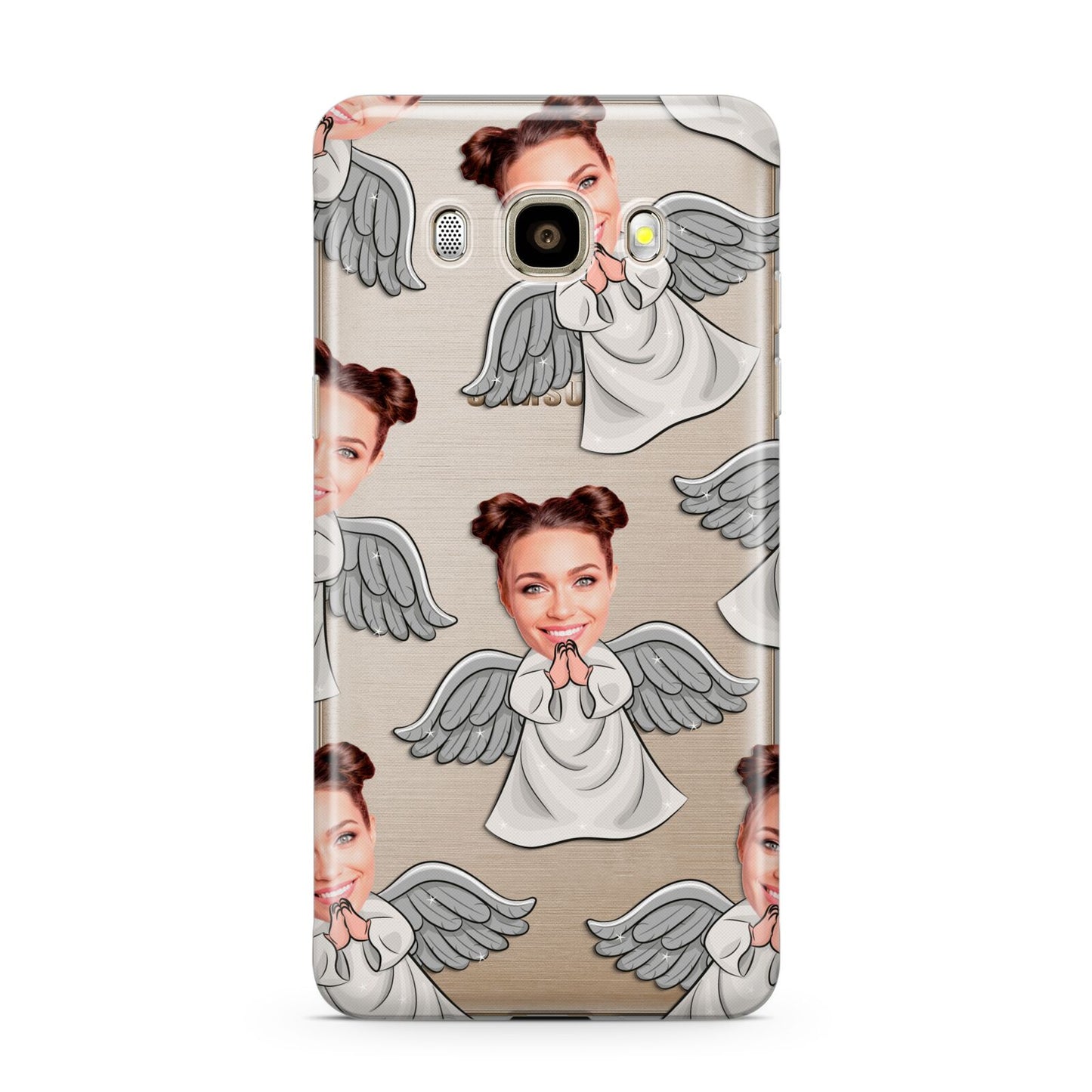 Angel Photo Face Samsung Galaxy J7 2016 Case on gold phone