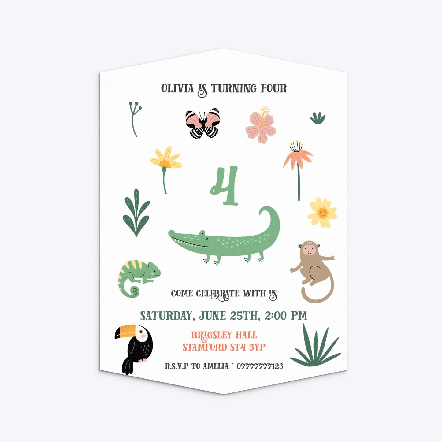 Animals Personalised Happy Birthday Geo Invitation Matte Paper