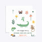 Animals Personalised Happy Birthday Square 5 25x5 25 Invitation Matte Paper Front and Back Image