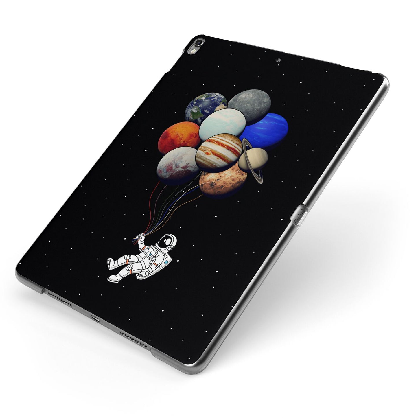 Astronaut Planet Balloons Apple iPad Case on Grey iPad Side View