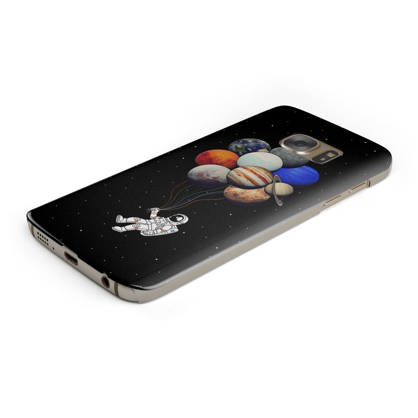 Astronaut Planet Balloons Protective Samsung Galaxy Case Angled Image