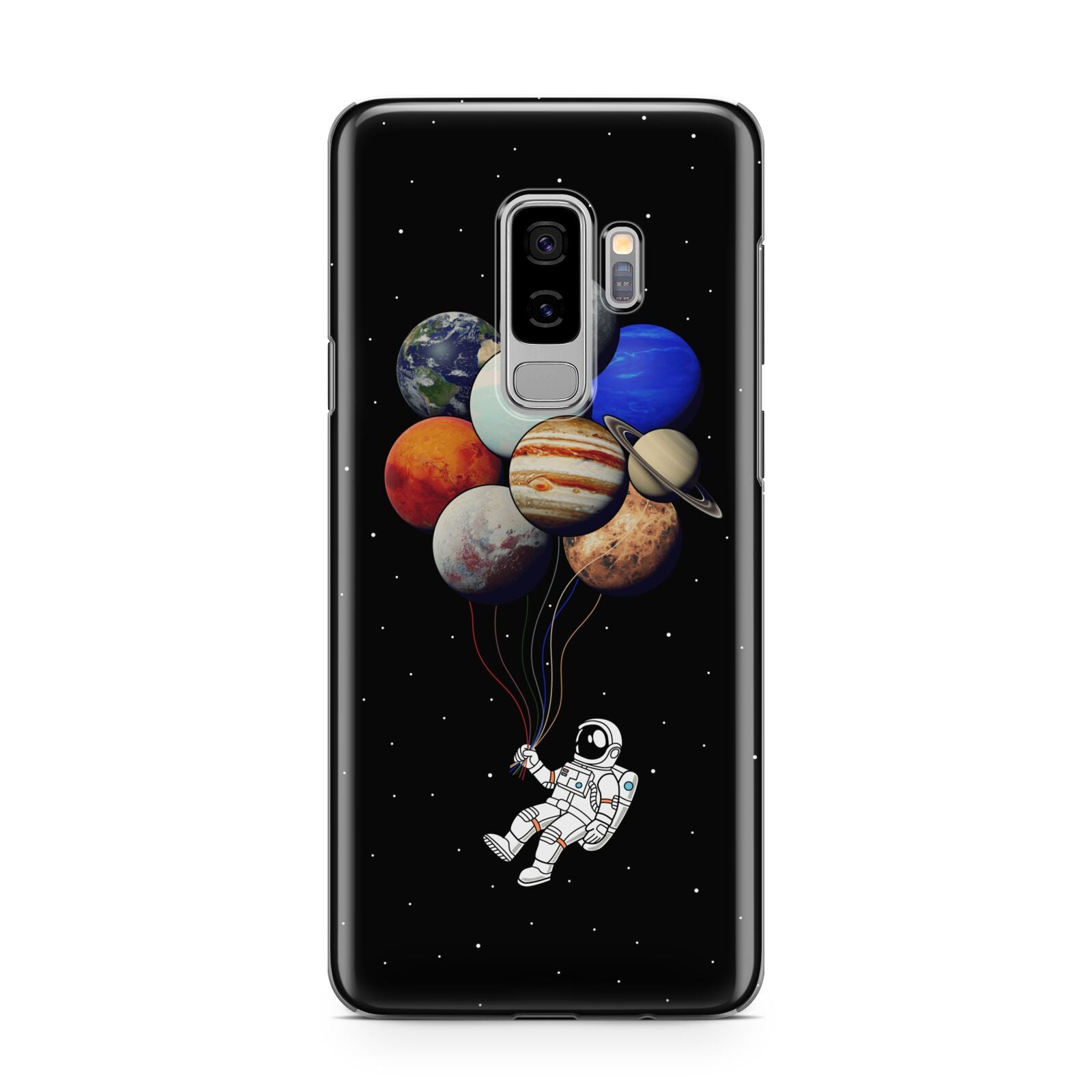 Astronaut Planet Balloons Samsung Galaxy S9 Plus Case on Silver phone